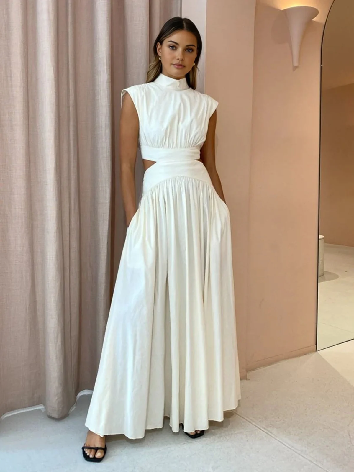 Mock Neck Cut Out Long Dress - Image 3