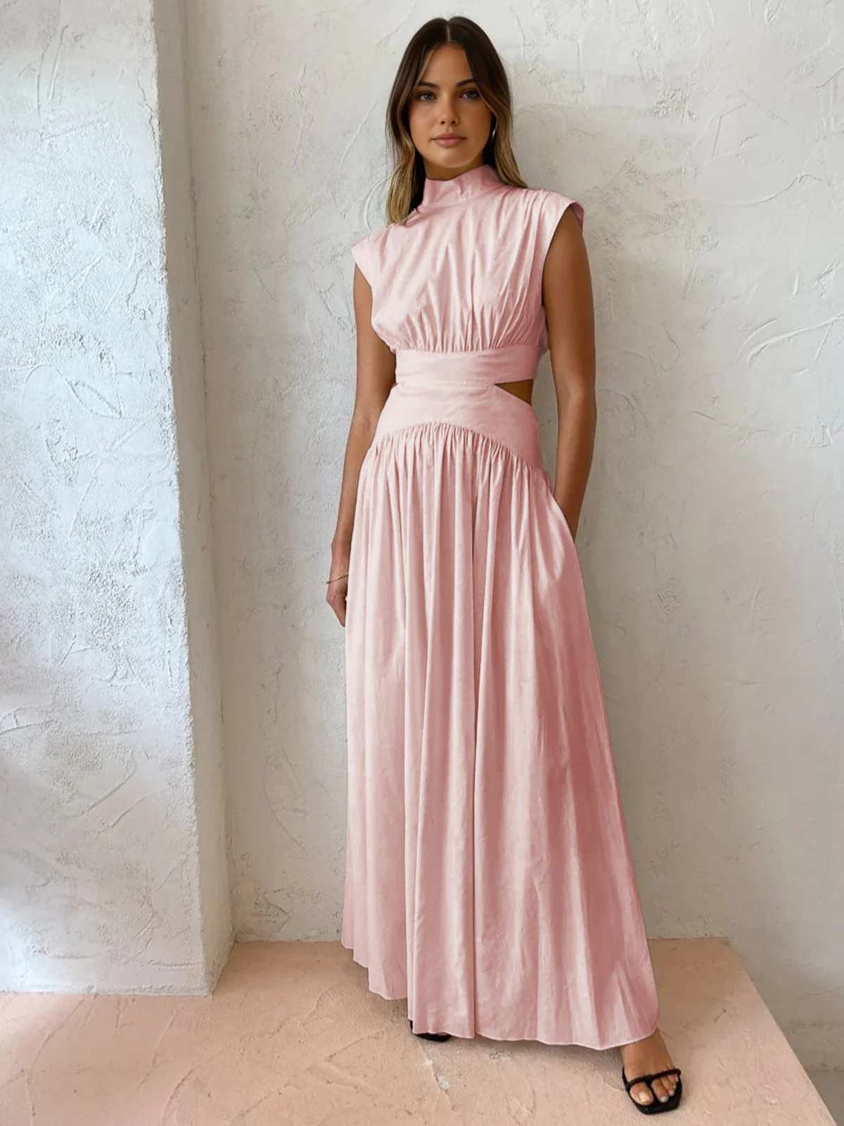 Mock Neck Cut Out Long Dress - Image 5