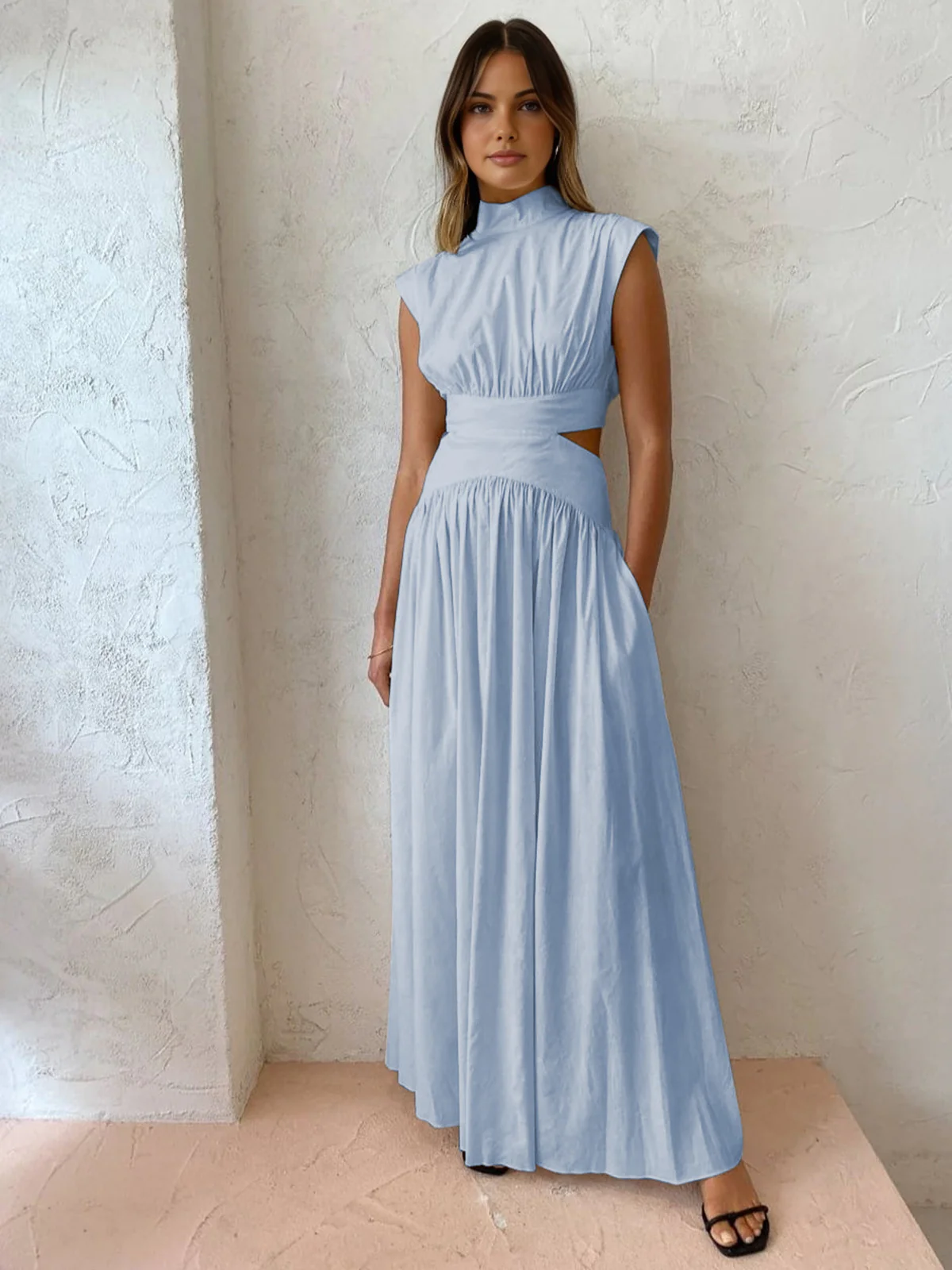 Mock Neck Cut Out Long Dress - Image 7