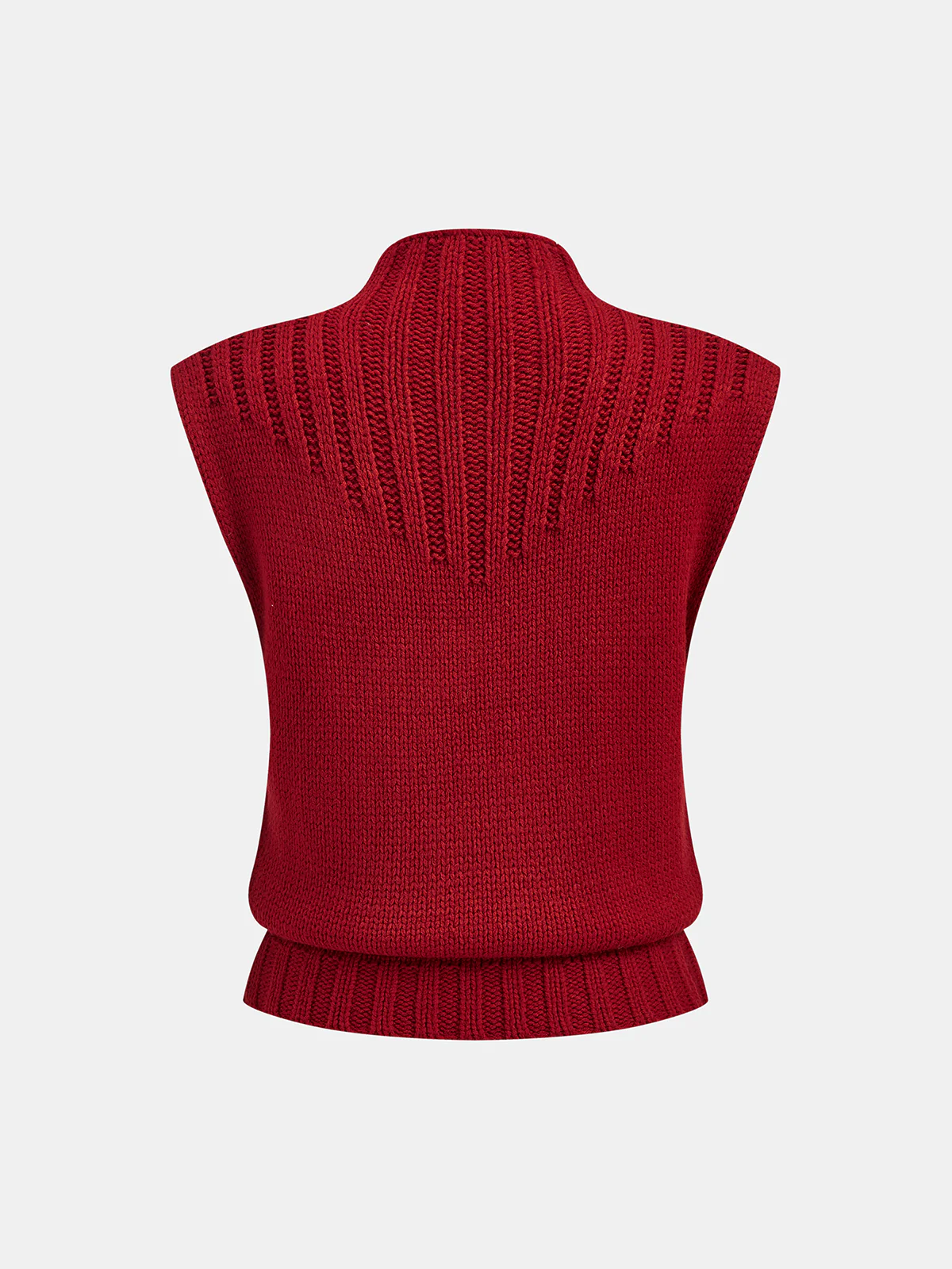 Mock Neck Knitted Sleeveless Vest - Image 2