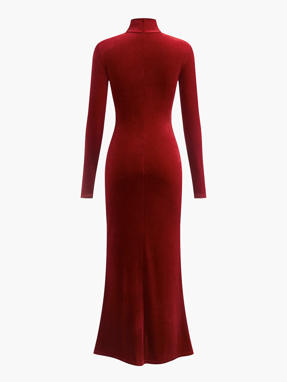 Mock Neck Knotted Velvet Dress - Image 2