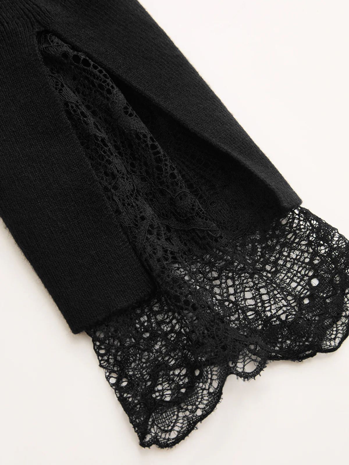 Mock Neck Lace Cuff Knit Top - Image 8