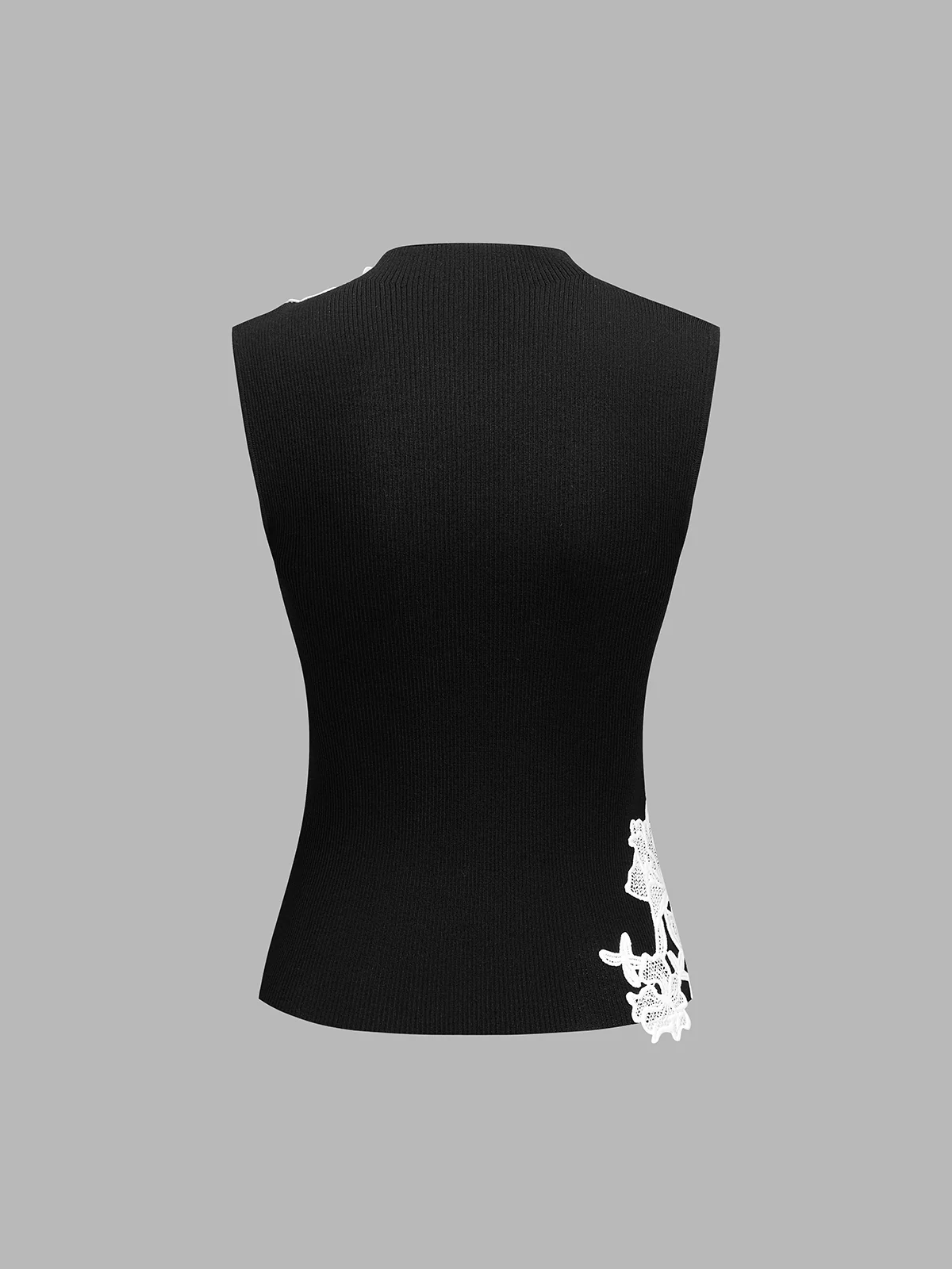 Mock Neck Lace Embroidered Sleeveless Top - Image 2