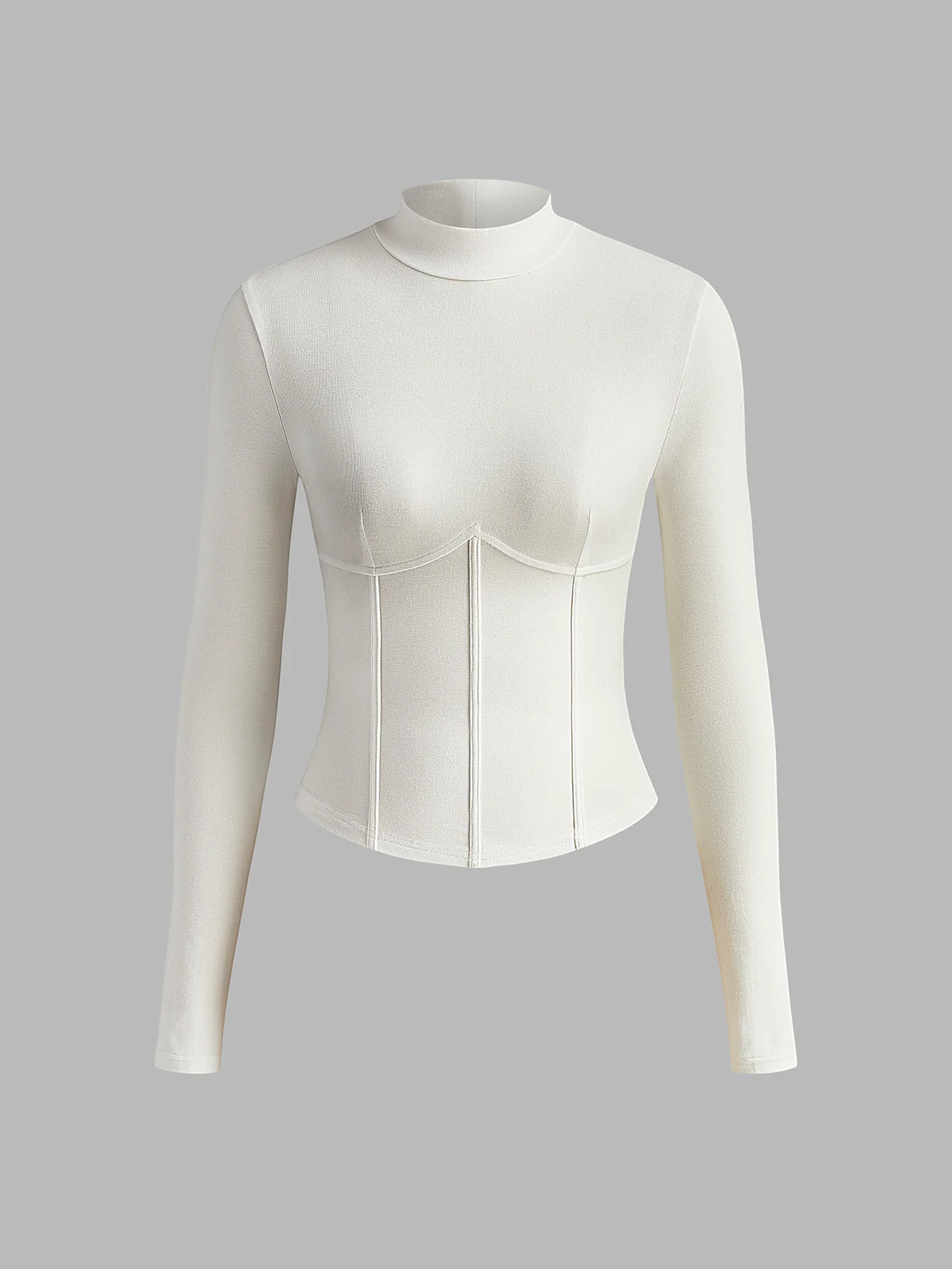 Mock Neck Piping Slim T-Shirt - Image 3