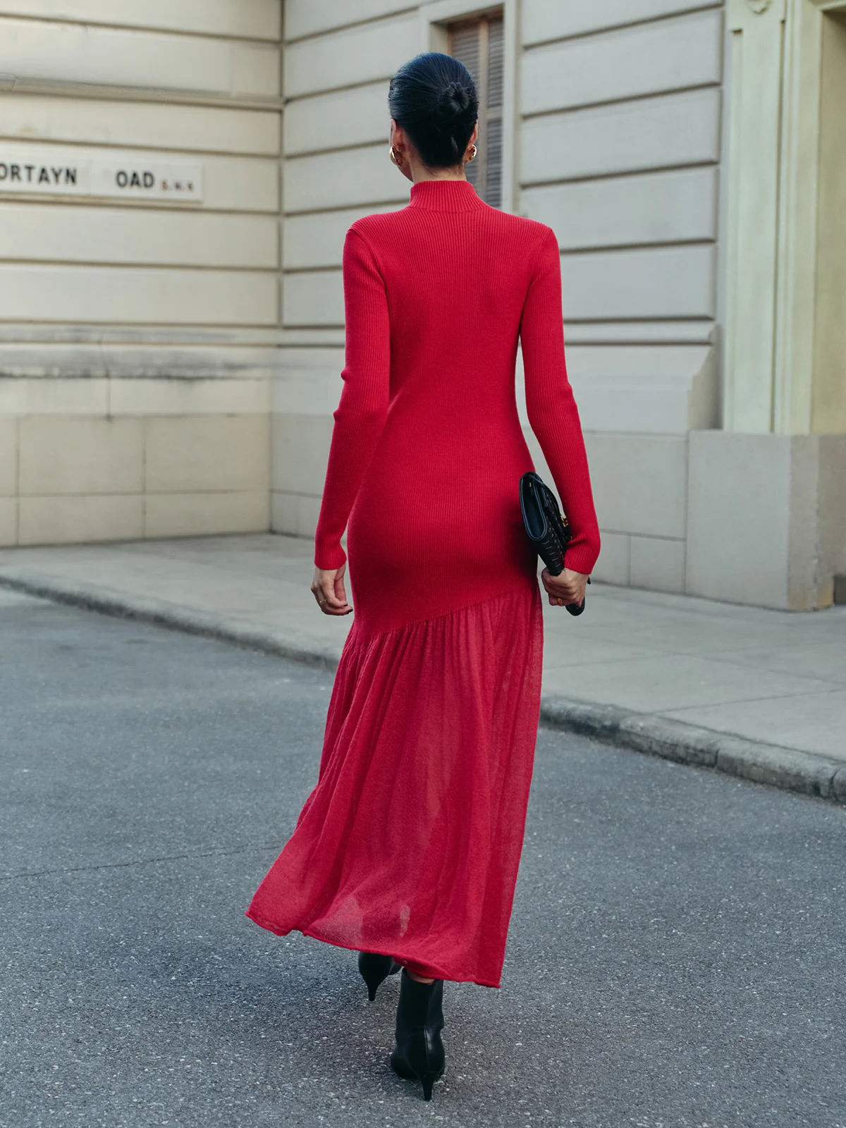 Mock Neck  Pleated Panel Sweater Dress - Image 5