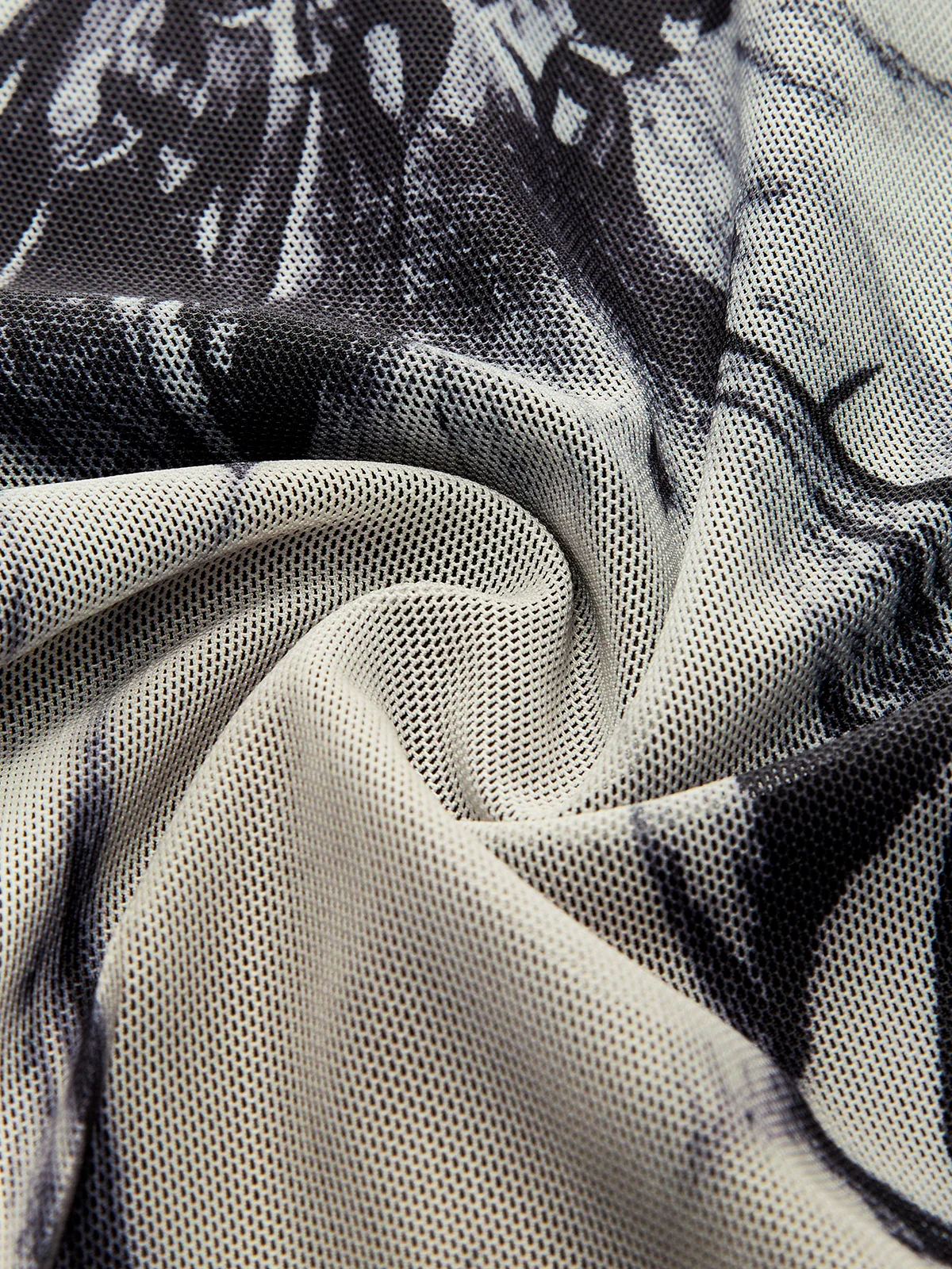 Mock Neck Printed Mesh Dress - Image 7