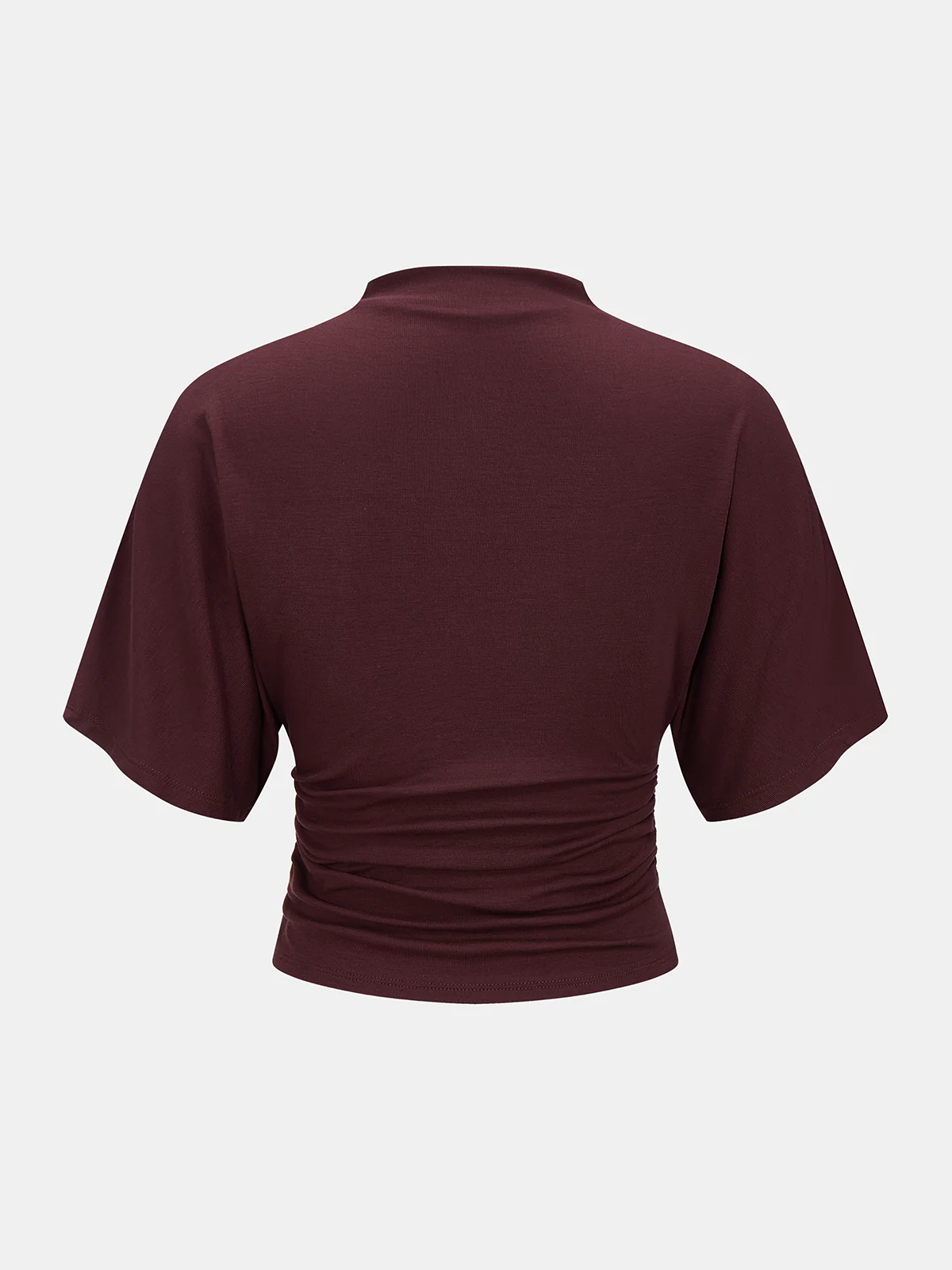 Mock Neck Ruched Half-Sleeve Top - Image 3