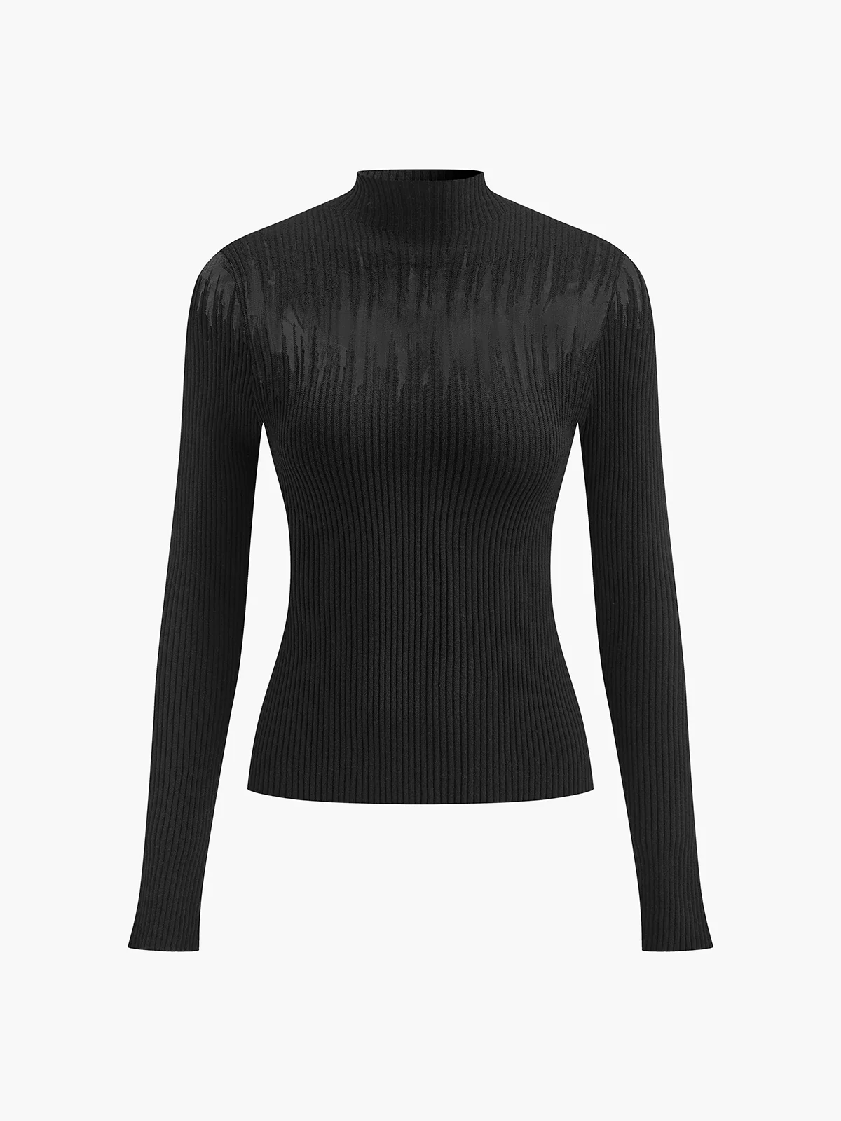 Mock Neck Sheer Panel Knit Top - Image 6