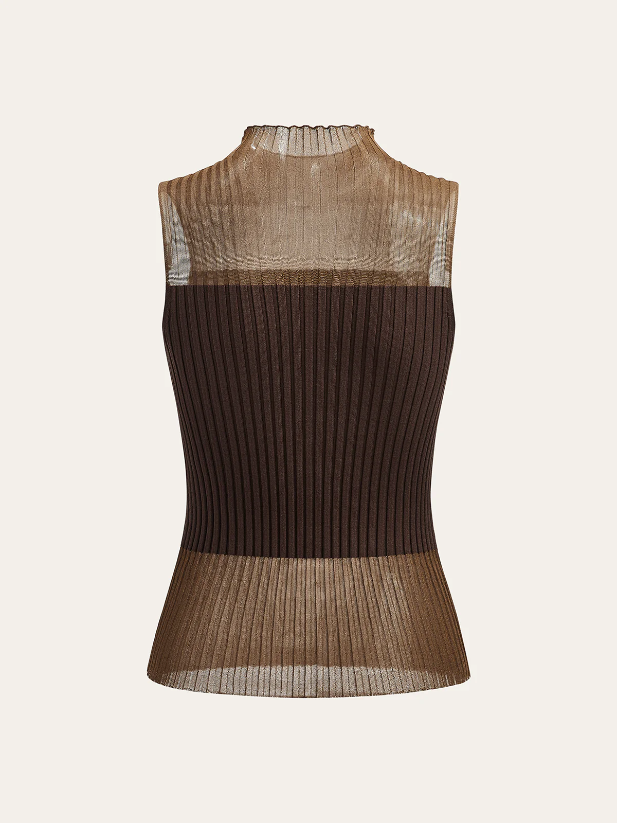 Mock Neck Sheer Paneled Sleeveless Top - Image 2