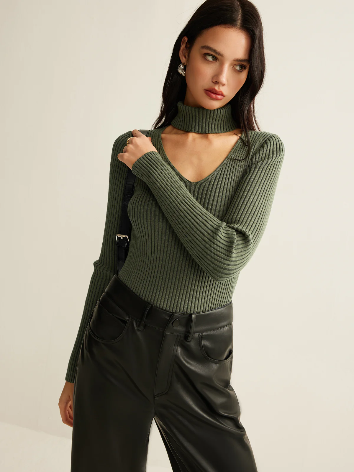 Mock Neck Skinny Knit Top - Image 6