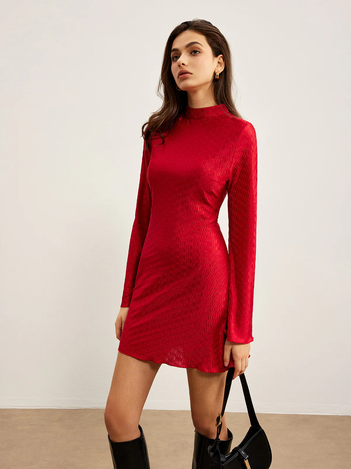 Mock Neck Textured Dress - Image 4