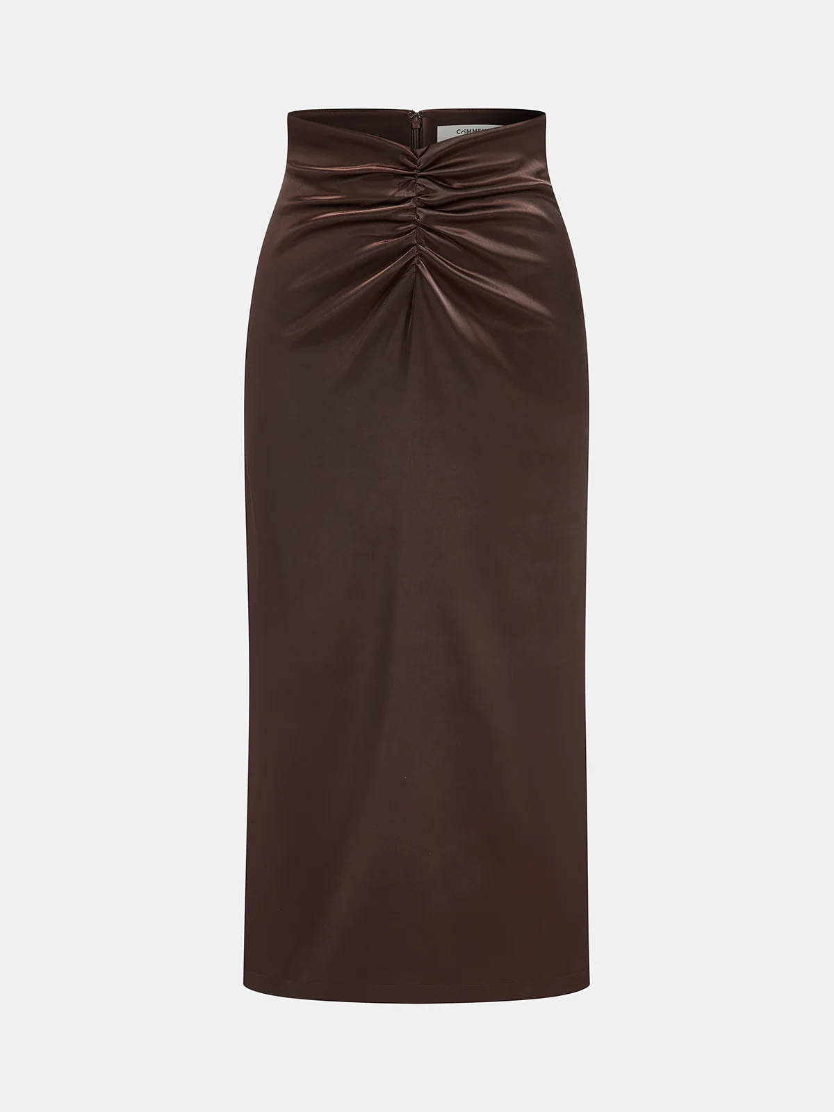 Mock Neck Top and Ruched Satin Skirt Set - Image 5
