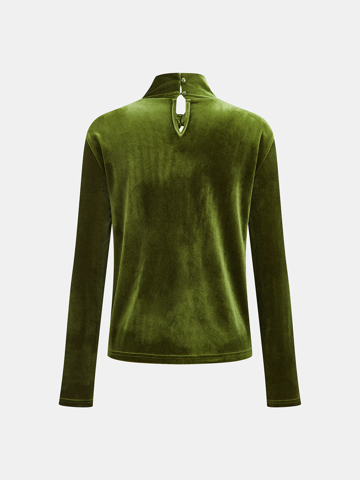Mock-Neck Velvet Ruched Cutout Shirt - Image 5