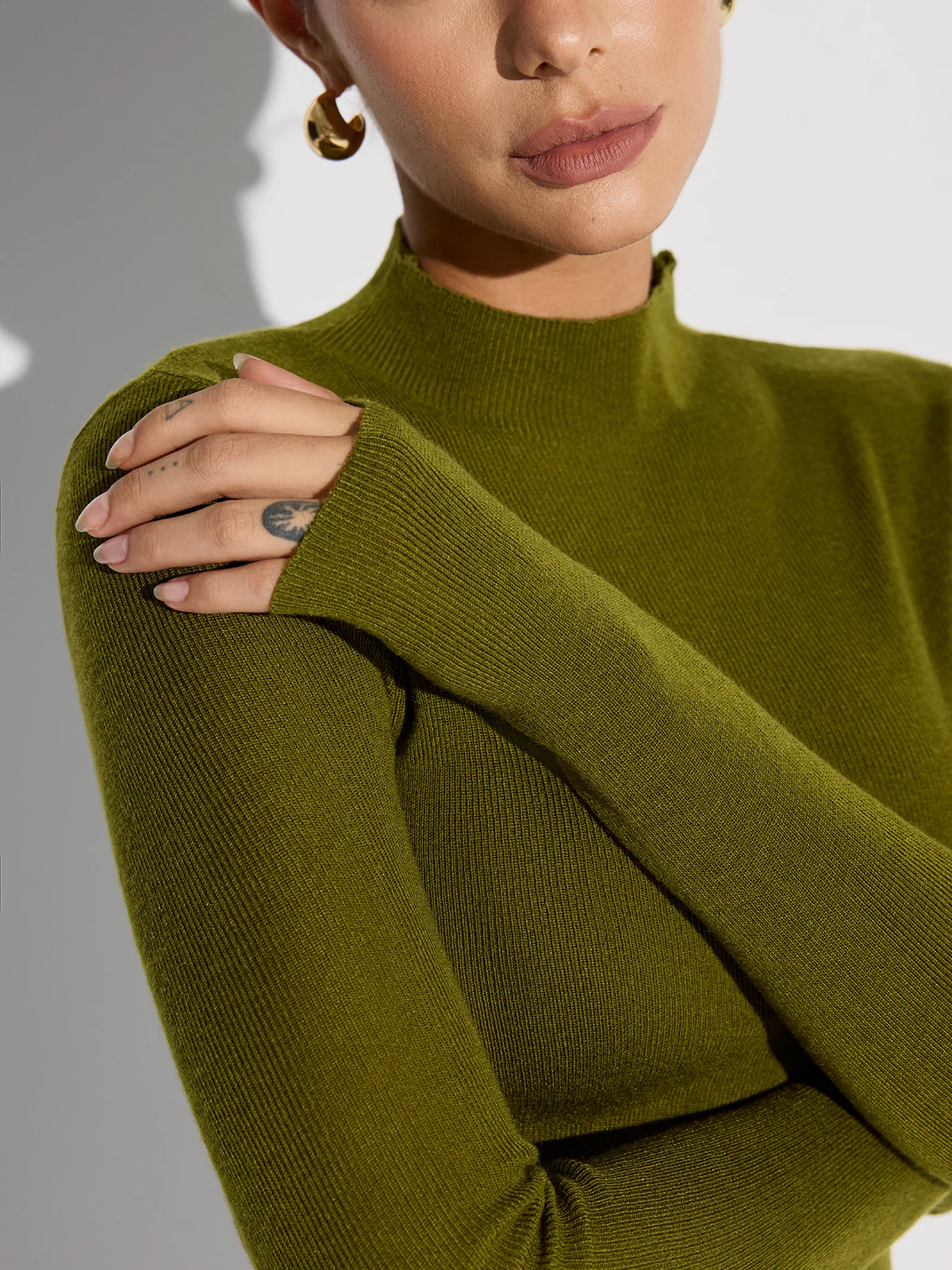 Mock Neck Wool-Blend Knit Top - Image 4