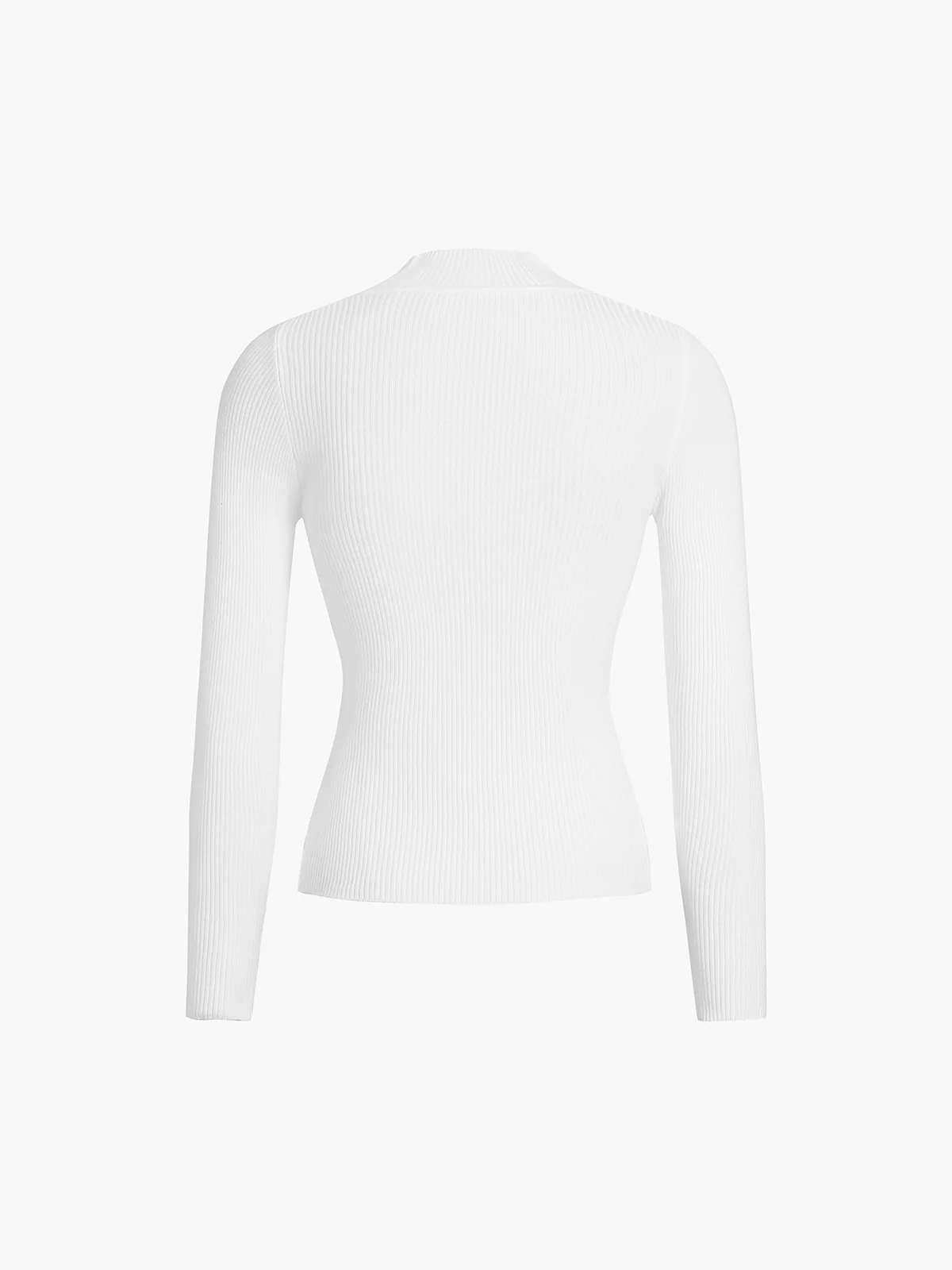 Mock Neck Rib Long Sleeve Knit Top - Image 4