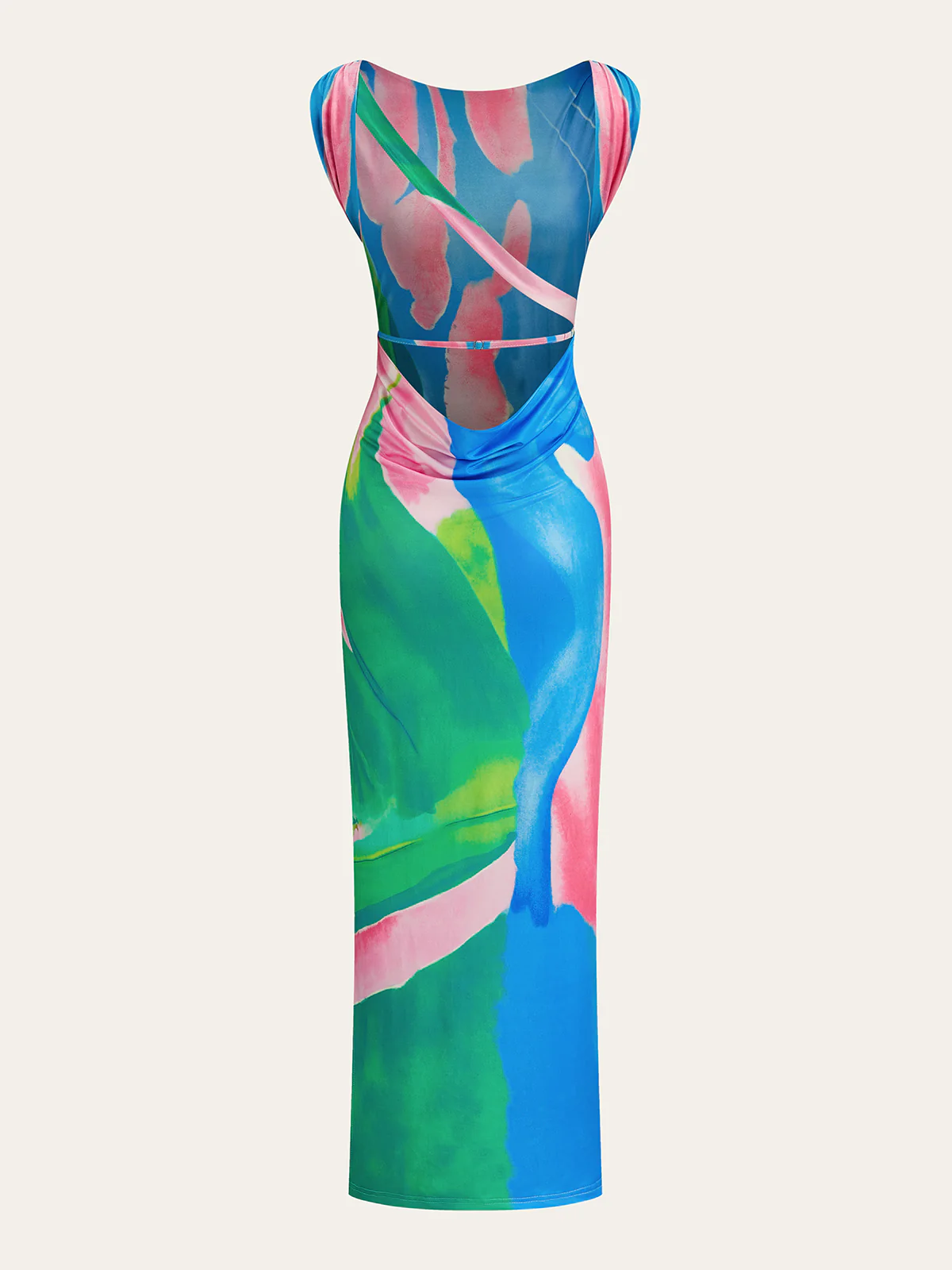 Monet Garden Print Sleeveless Long Dress - Image 4