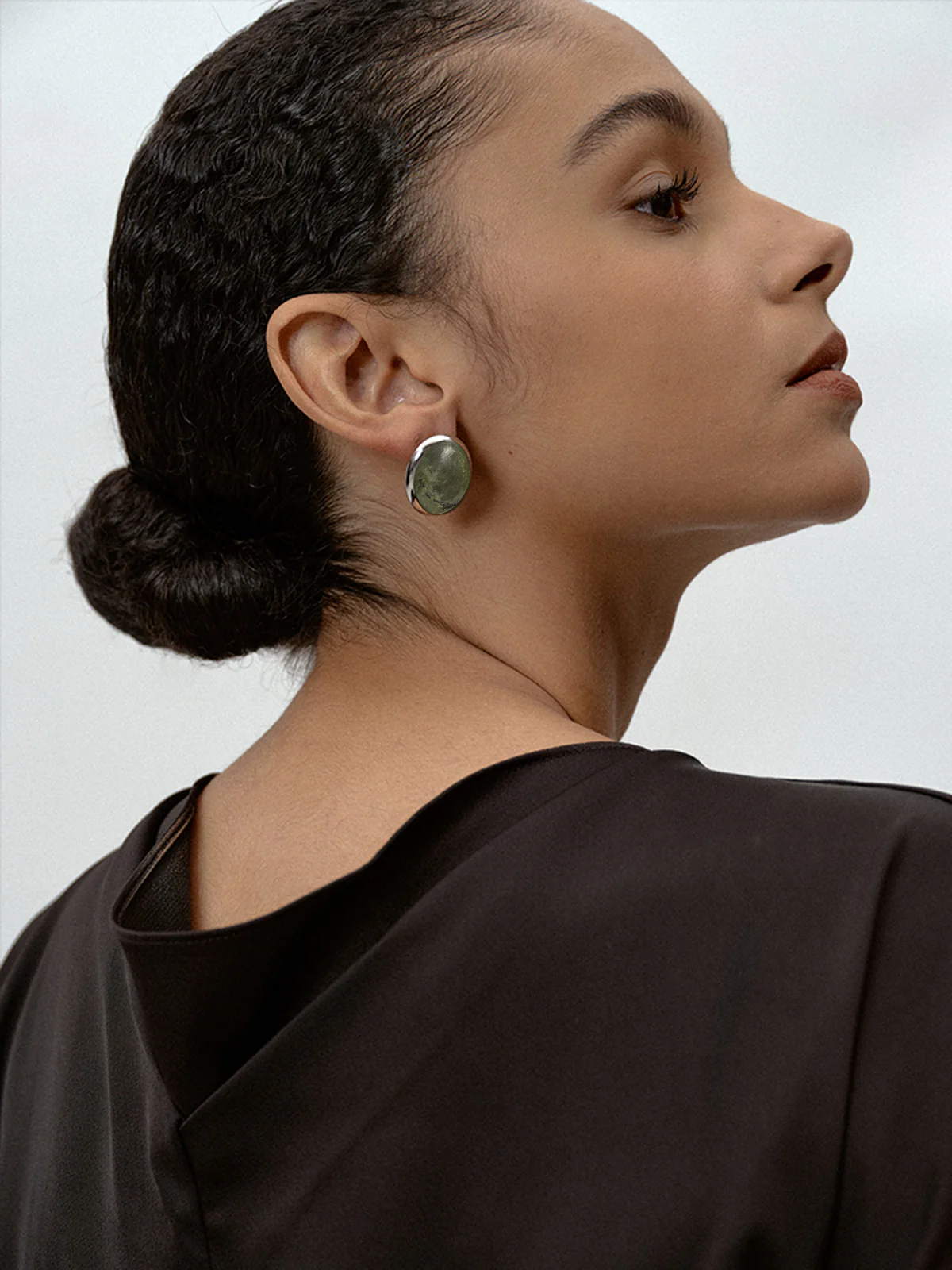 Moss Green Spectrolite Stud Earrings - Image 7