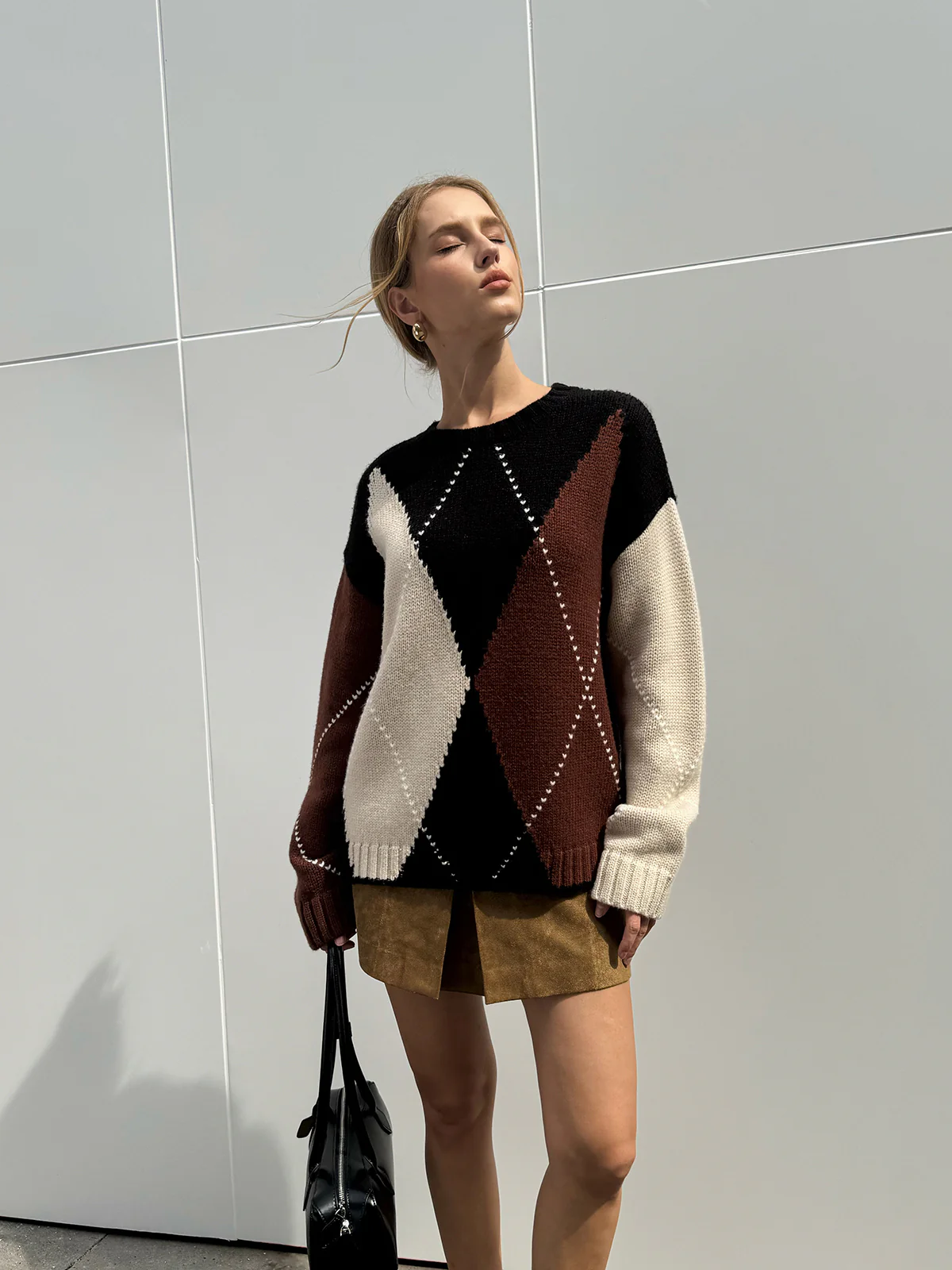 Multi-Color Argyle Wool-Blend Sweater