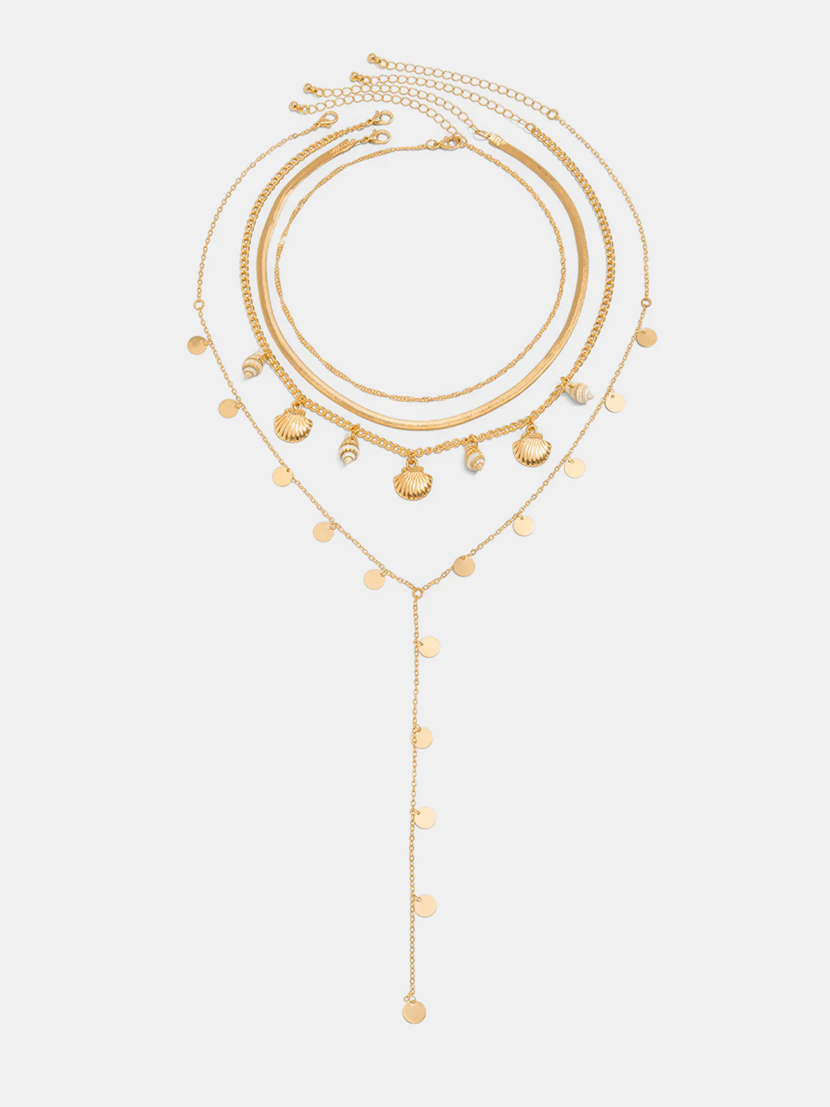 Multi Layer Seashell Disc Charm Necklace - Image 2