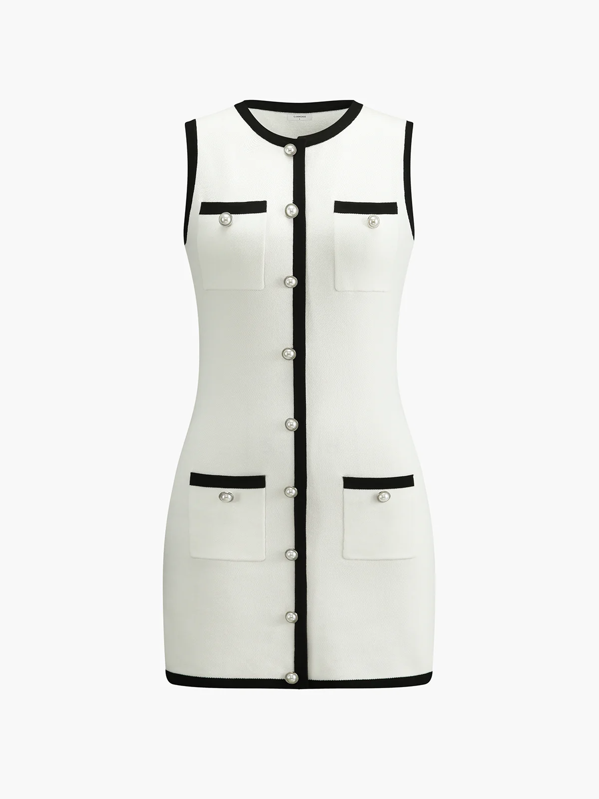Multi Pocket Button Sleeveless Short Sweater Dress - Image 7