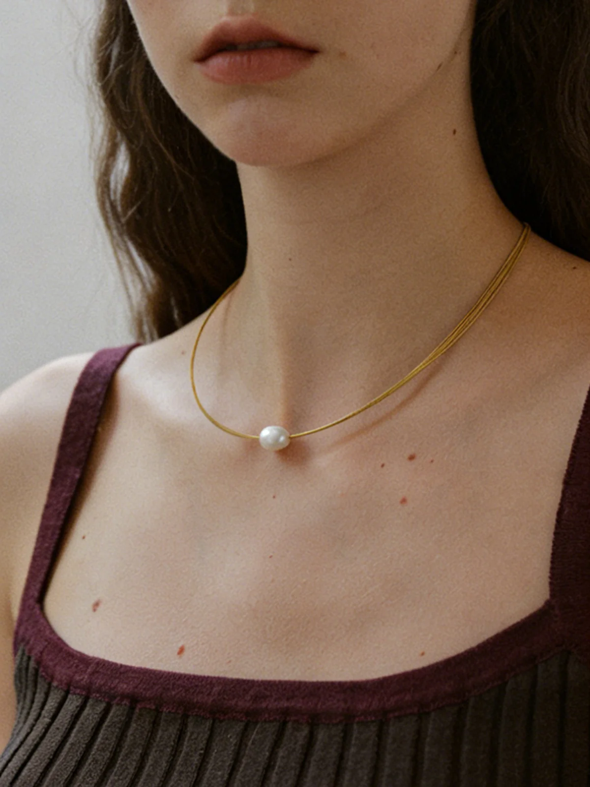 Multi-Strand Pearl Accent Choker Necklace - Image 3