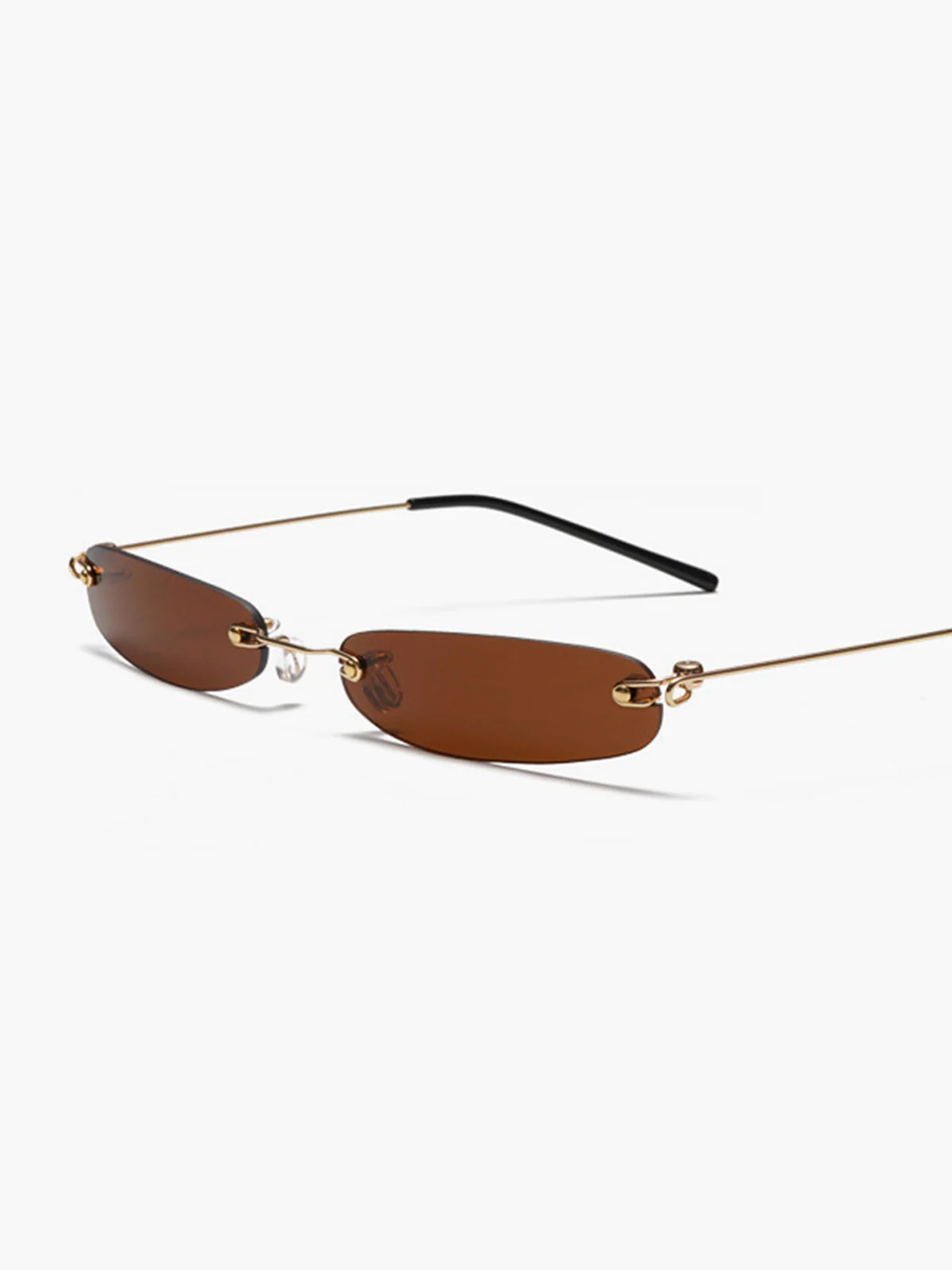 Narrow Rimless Rectangular Sunglasses - Image 3