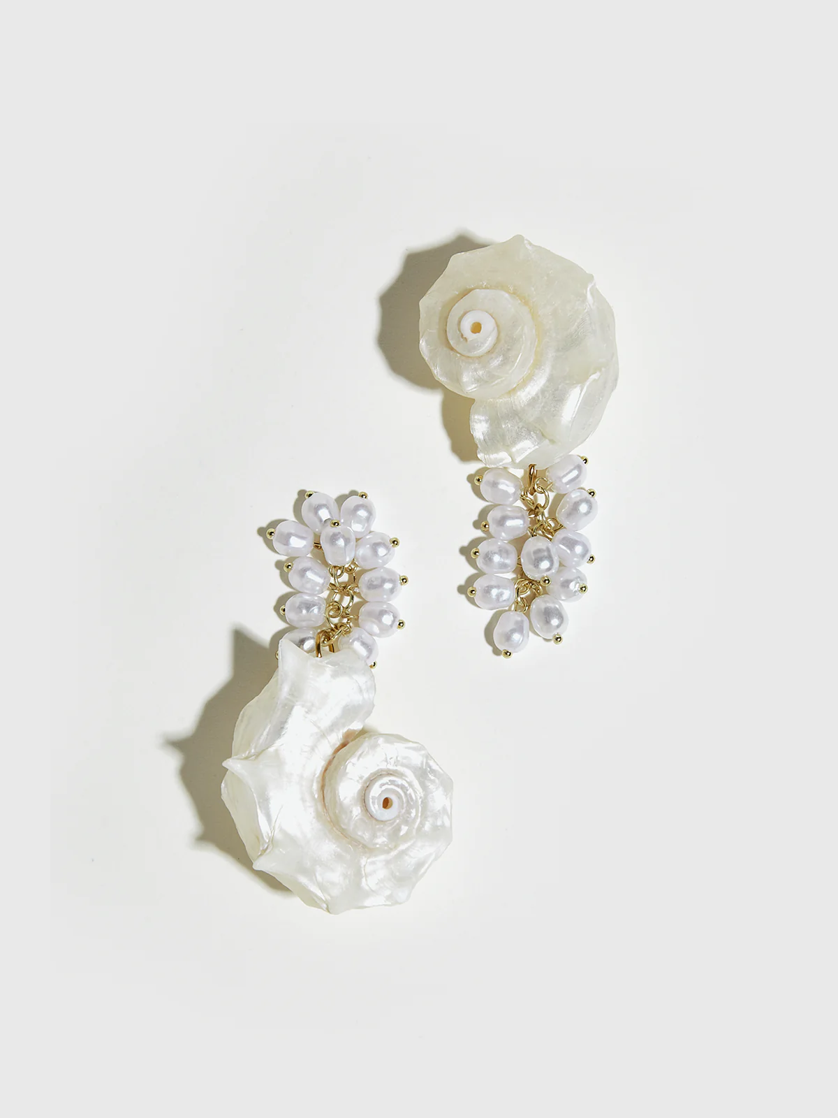 Natural Spiny Shell Earrings with Faux Pearl Pendants - Image 3