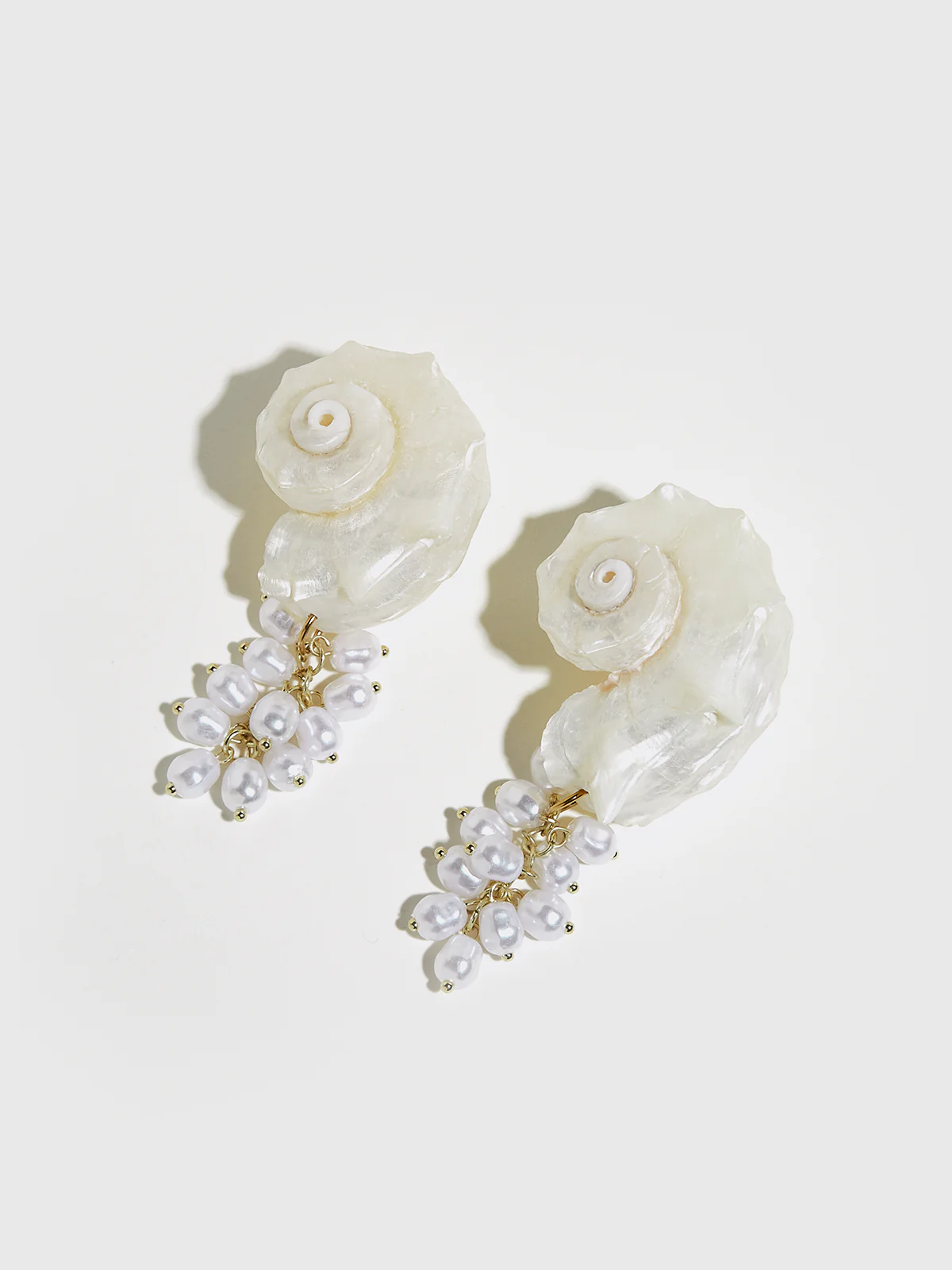 Natural Spiny Shell Earrings with Faux Pearl Pendants - Image 4