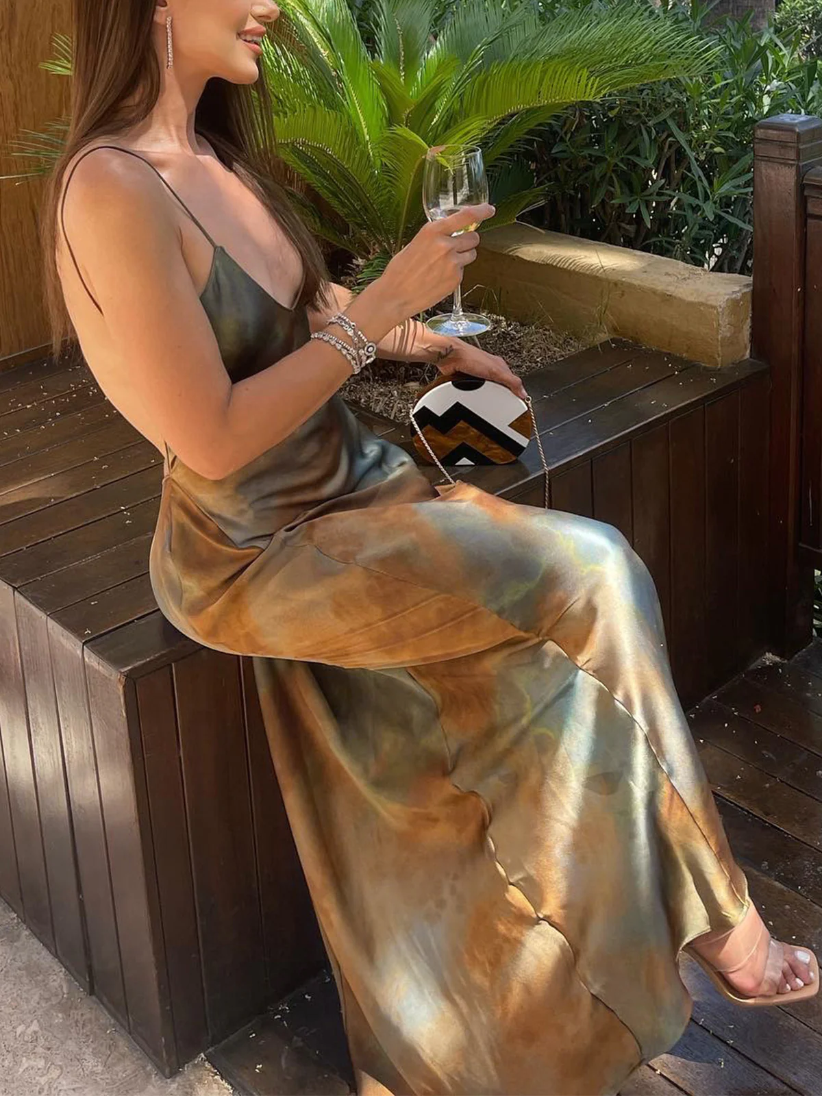 Neptune Satin Open Back Long Dress - Image 3