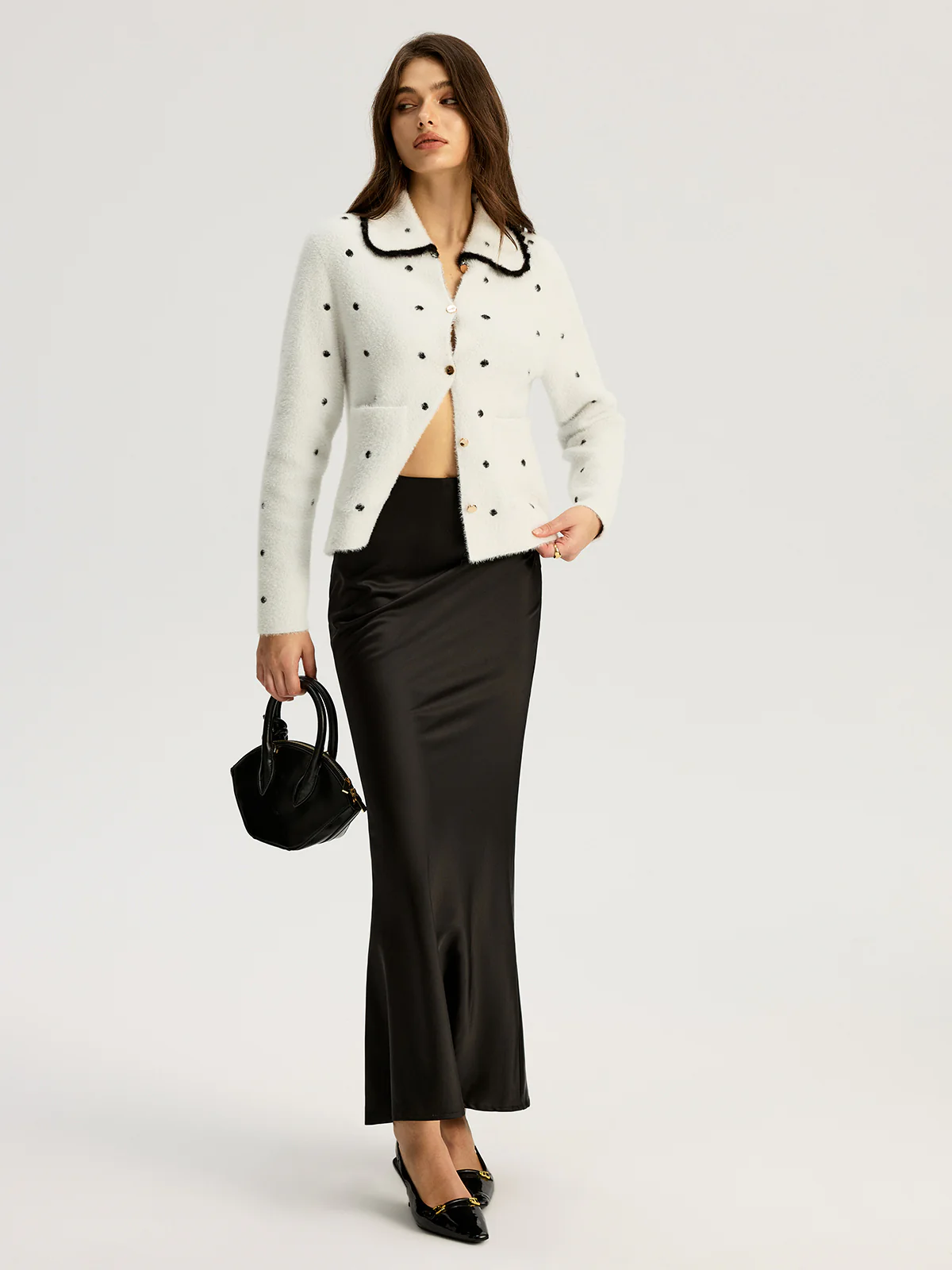 Nylon Polka Dot Knit Cardigan - Image 2