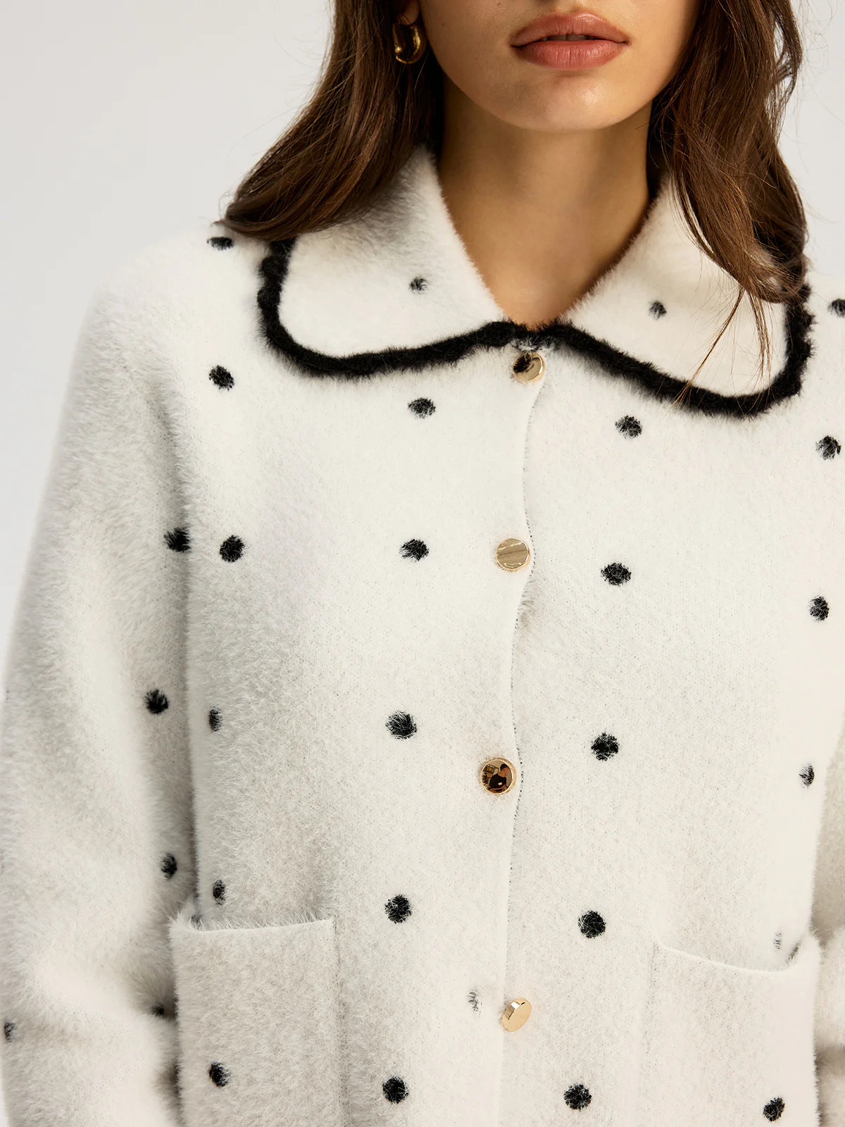 Nylon Polka Dot Knit Cardigan - Image 4