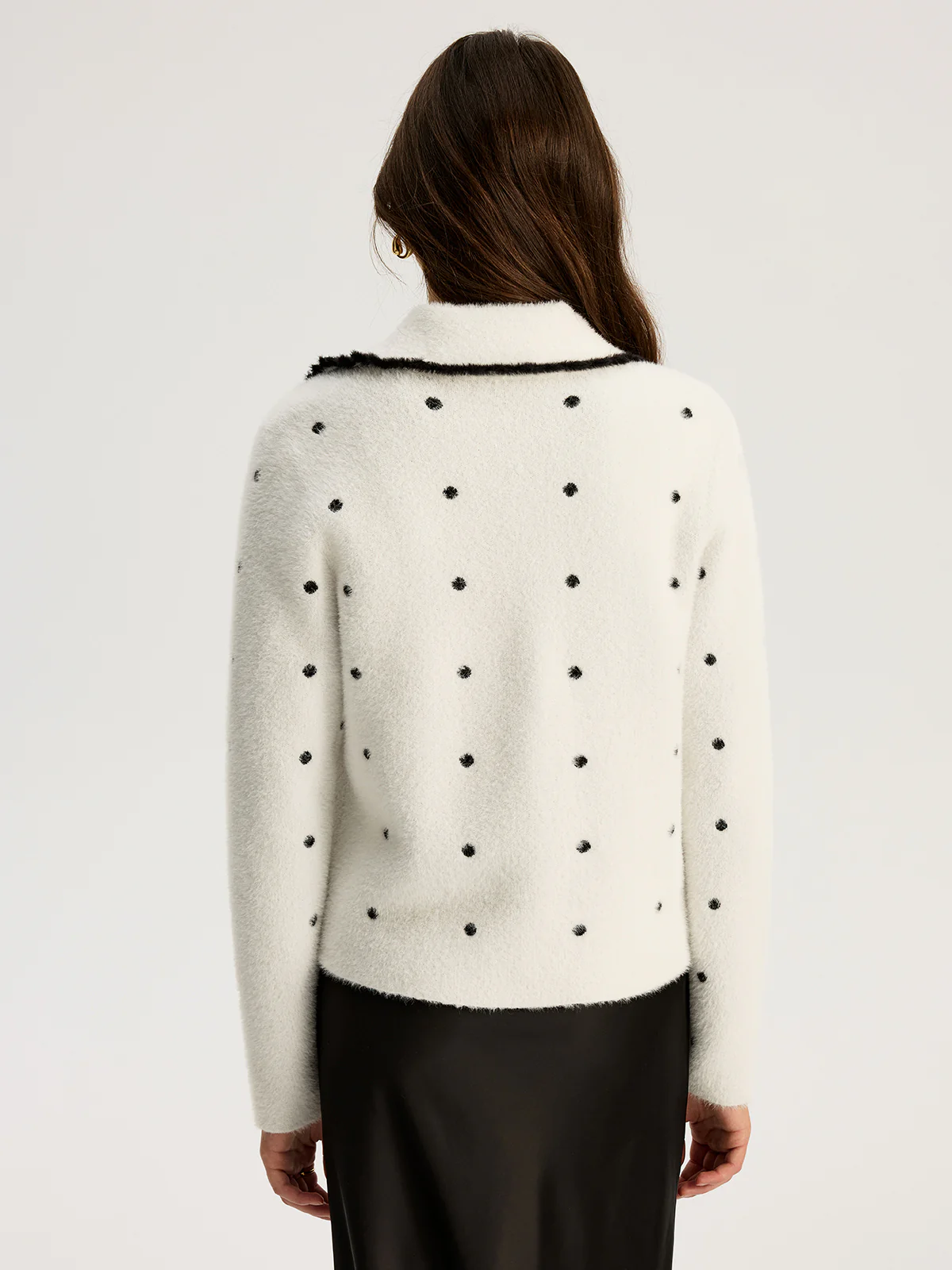 Nylon Polka Dot Knit Cardigan - Image 6