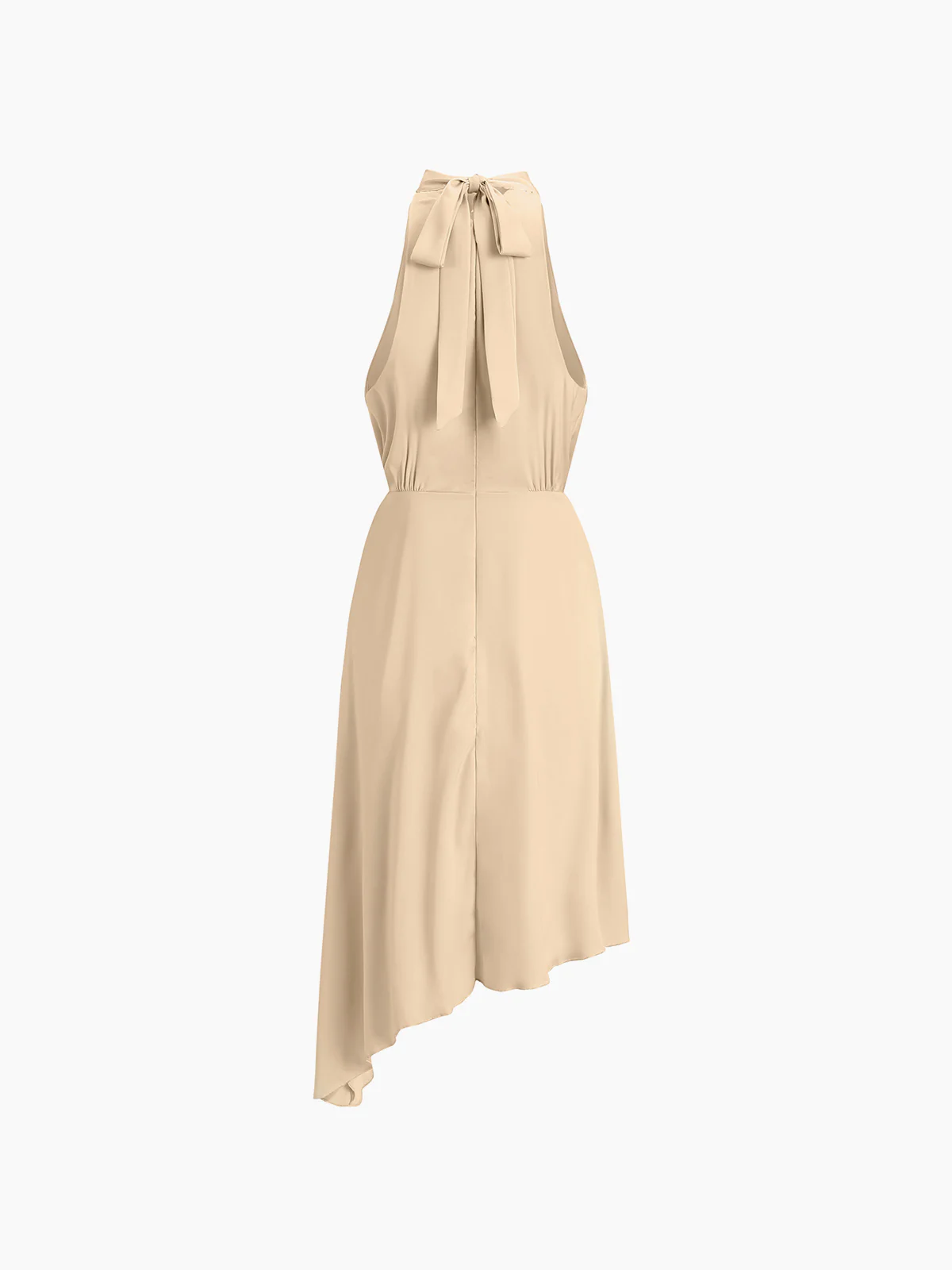 Oblique Hem Tied Halter Short Dress - Image 2