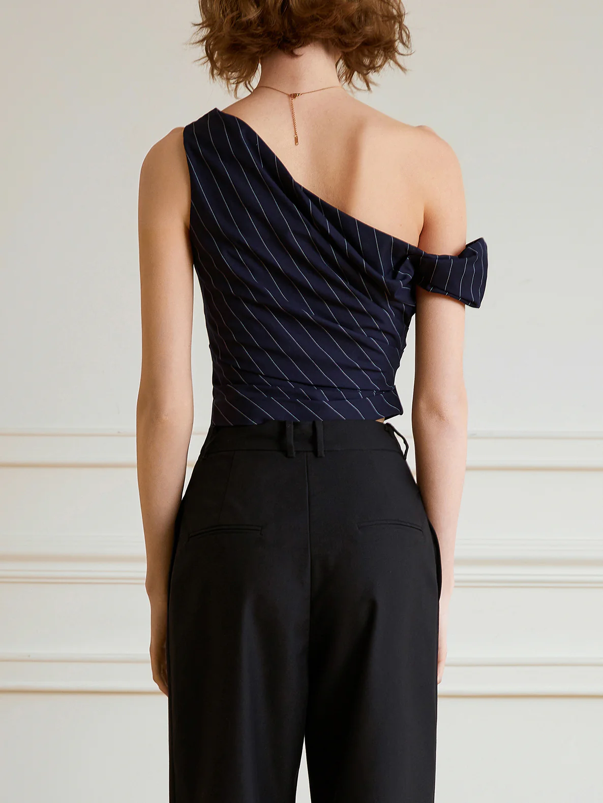 Oblique Strap Stripe Crop Top - Image 5