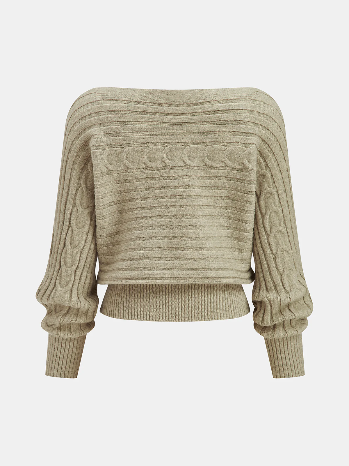 Off-Shoulder Cable-Knit Cropped Sweater - Image 2