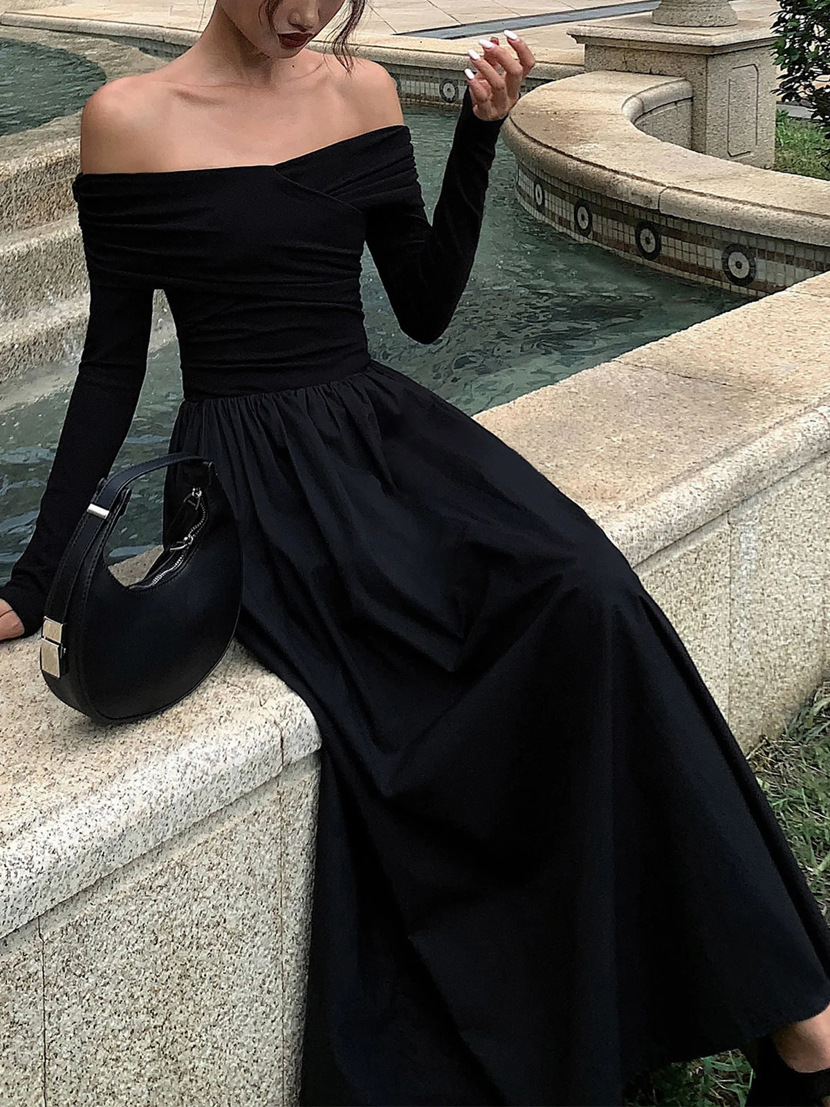Off Shoulder Criss Cross Long Dress - Image 6