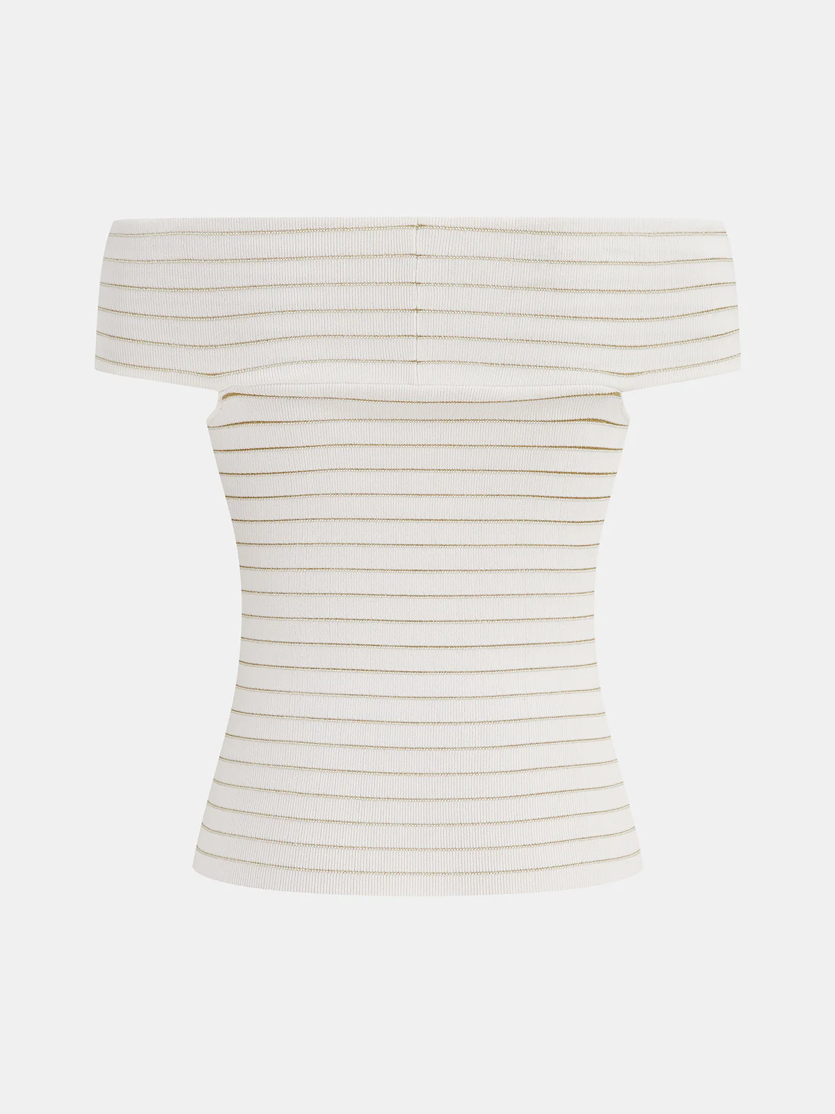 Off Shoulder Crossover Striped Knit Top - Image 2