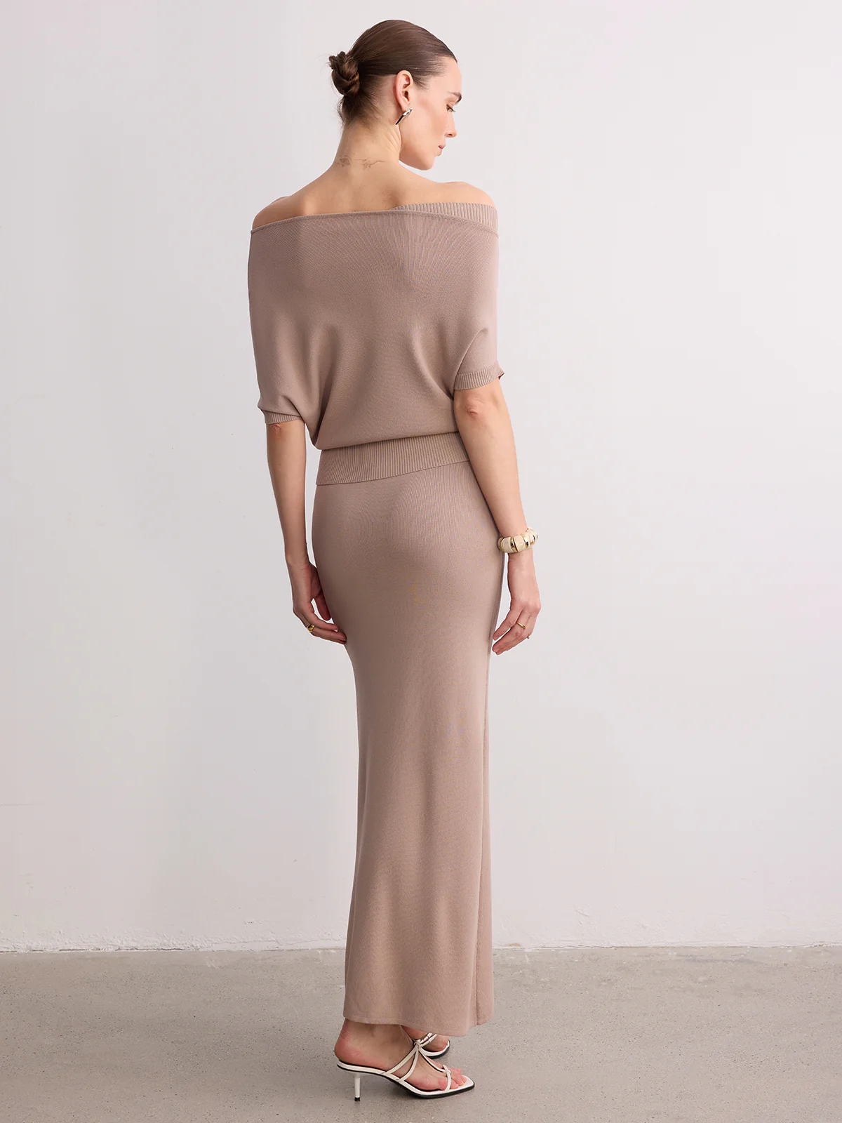 Off-Shoulder Knit Top & Maxi Skirt Set - Image 6