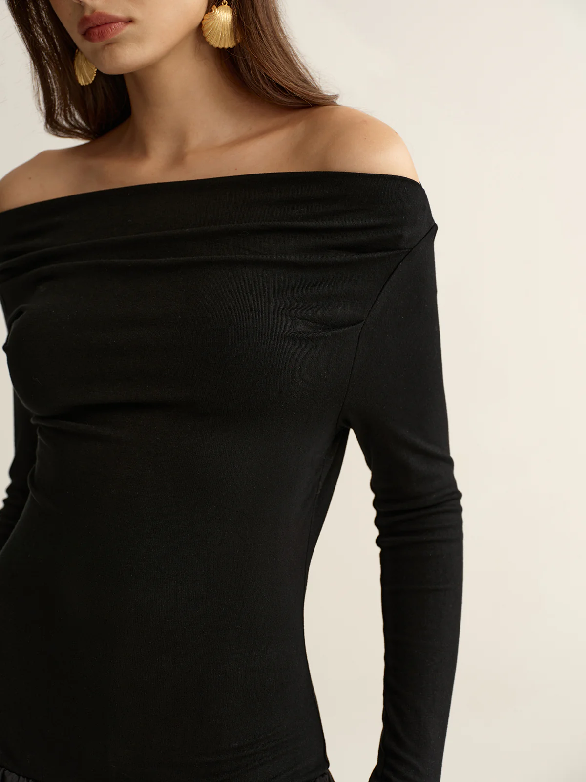 Off-Shoulder Long-Sleeve Maxi Dress - Image 3
