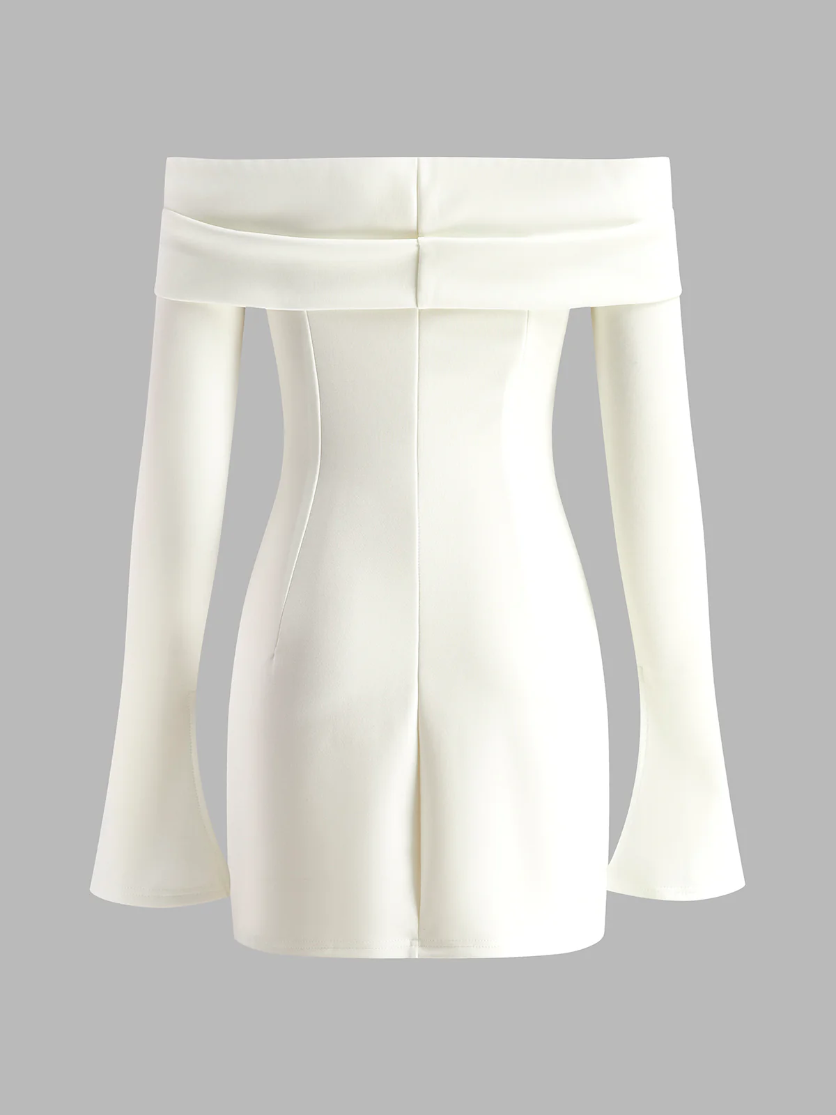 Off-Shoulder Pleated Piping Short Dress - Image 2