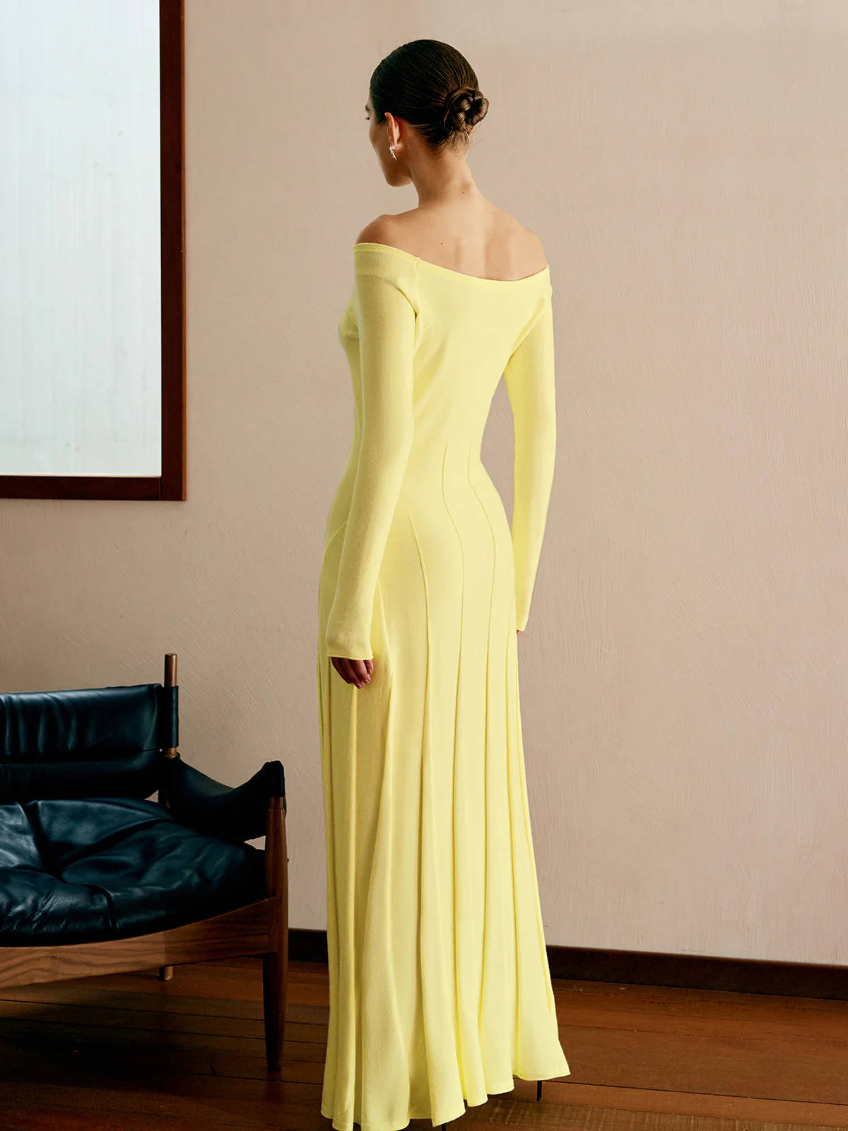Off Shoulder Pleated  Sweater Dress - Image 5