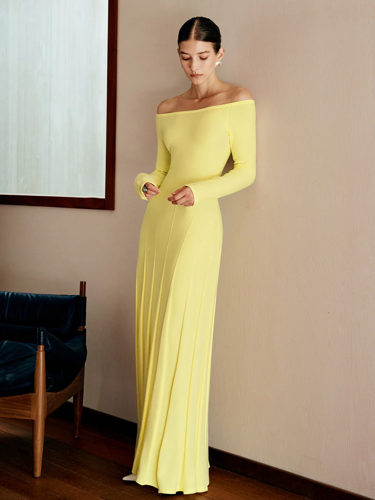 Off Shoulder Pleated  Sweater Dress - Image 7
