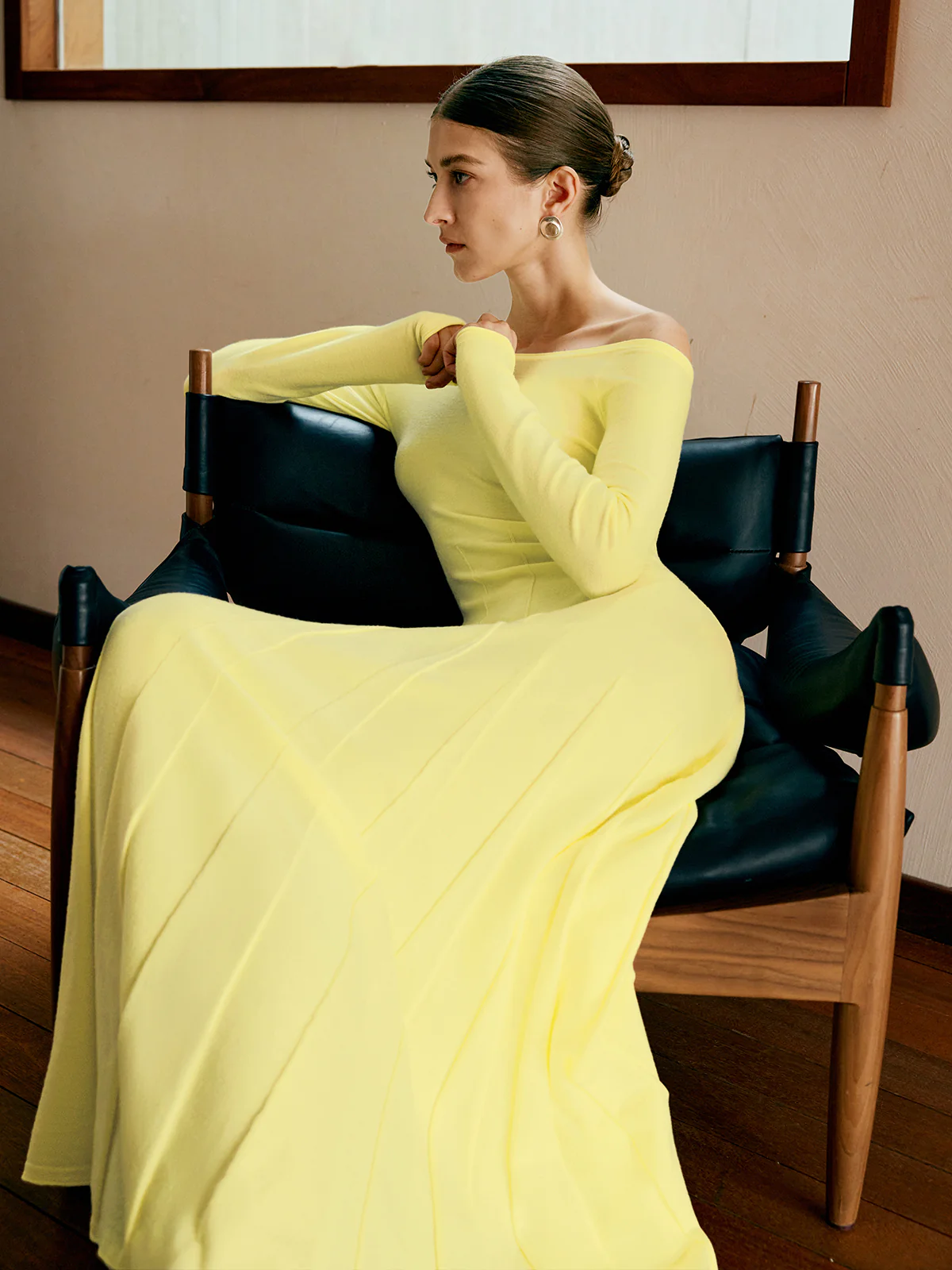 Off Shoulder Pleated  Sweater Dress - Image 8