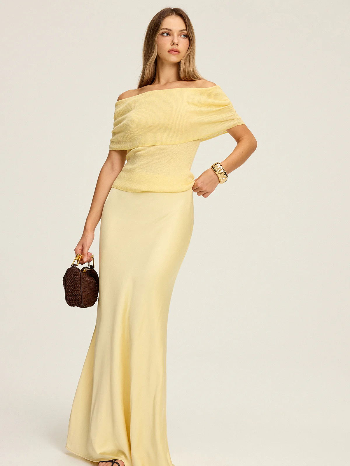 Off-Shoulder Ruched Knit Top - Image 2