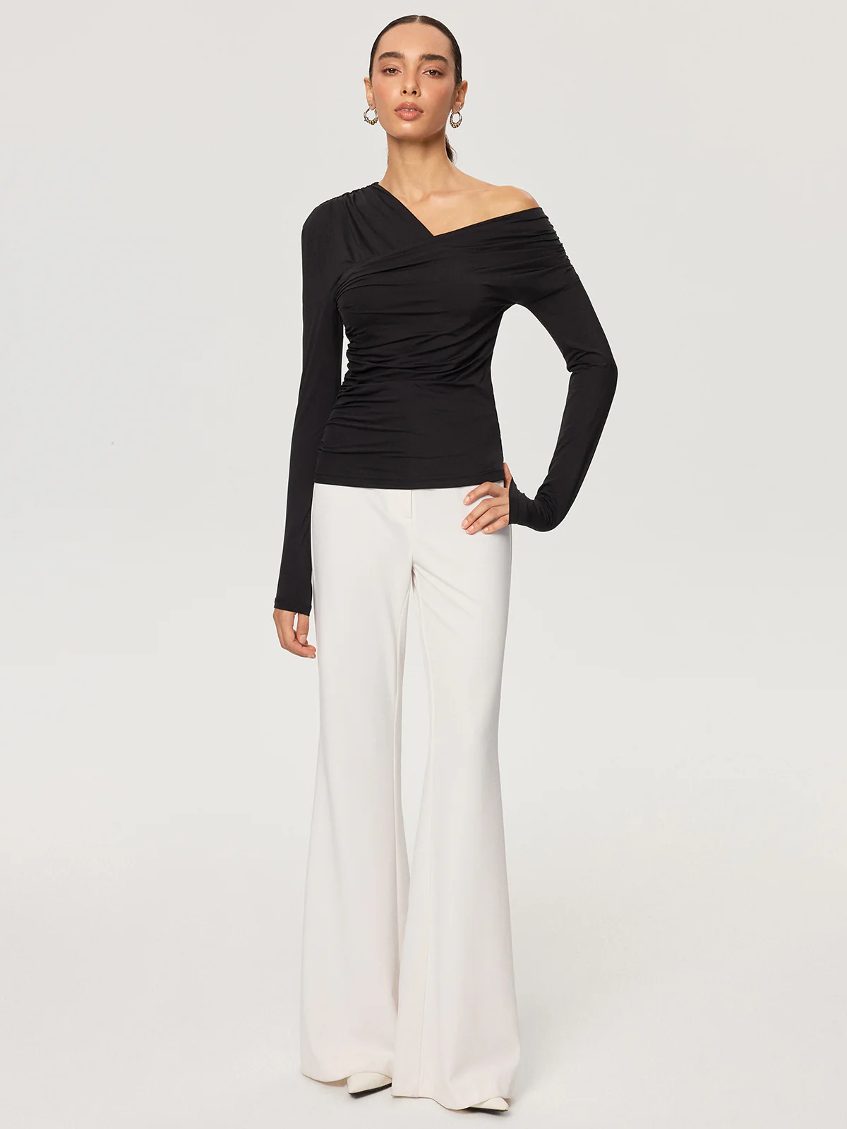 Off-Shoulder Ruched T-Shirt - Image 3