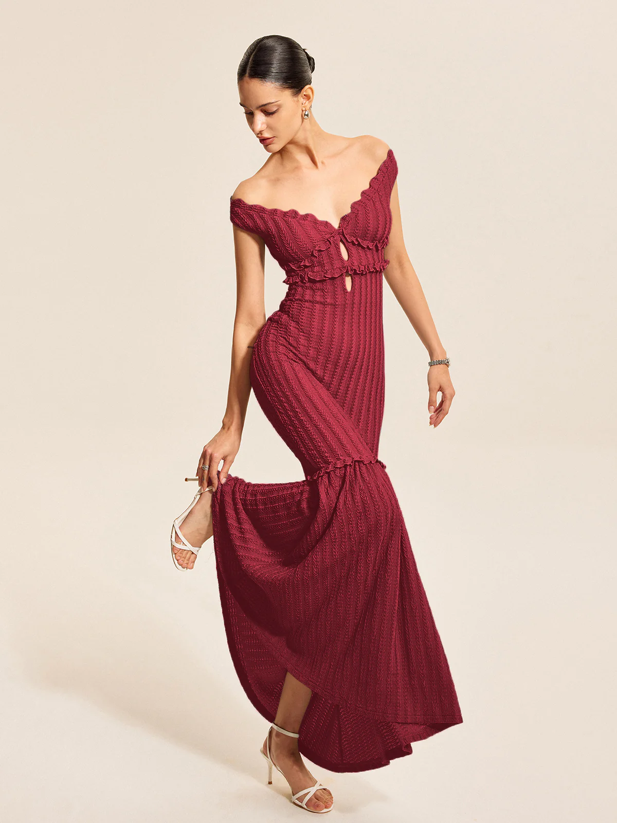 Off-Shoulder Ruffle Detail Dress - Image 7