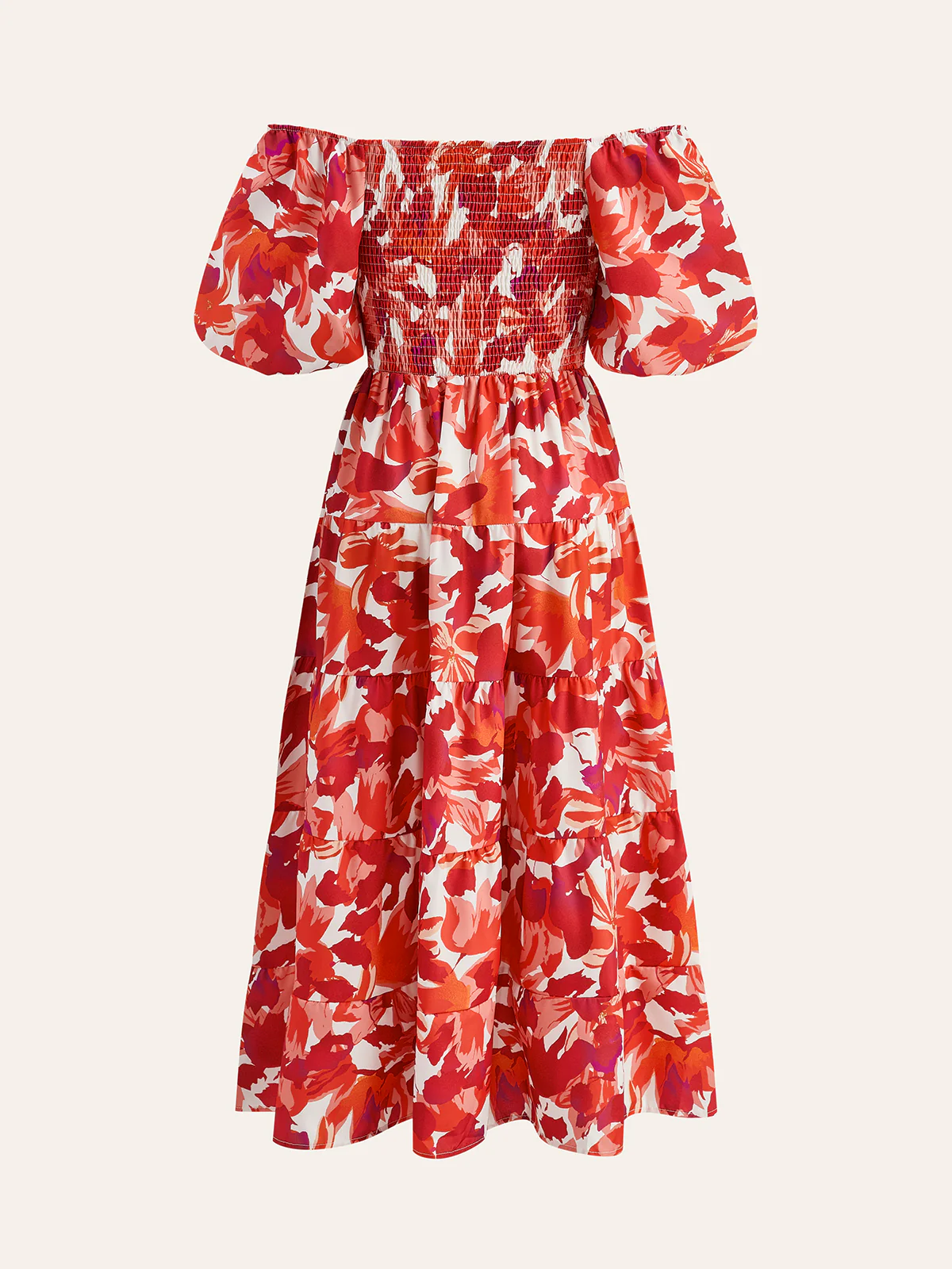 Off-Shoulder Smocked Floral Dress - Image 2