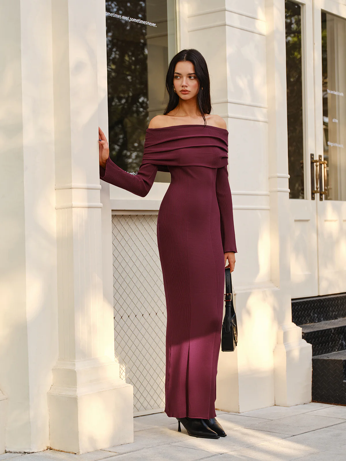 Off-Shoulder Sweater Skinny Dress - Image 4