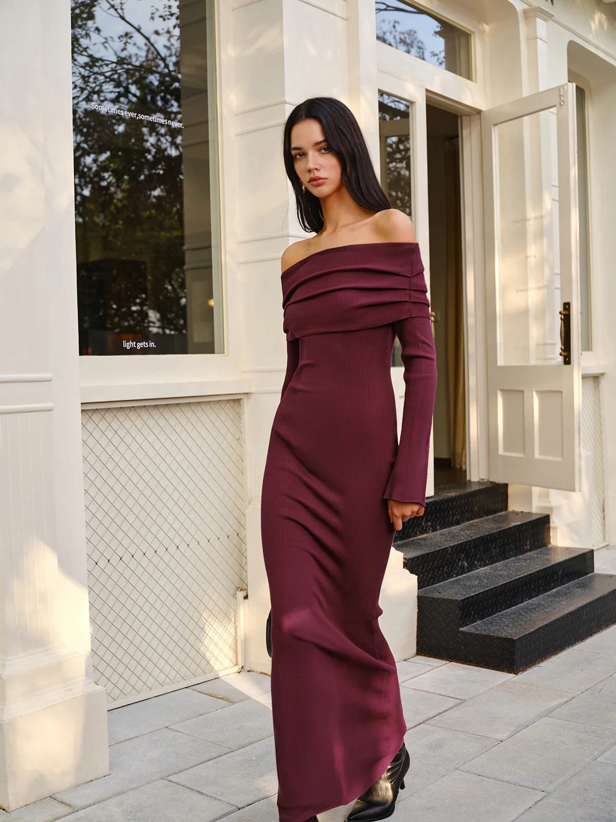 Off-Shoulder Sweater Skinny Dress - Image 6