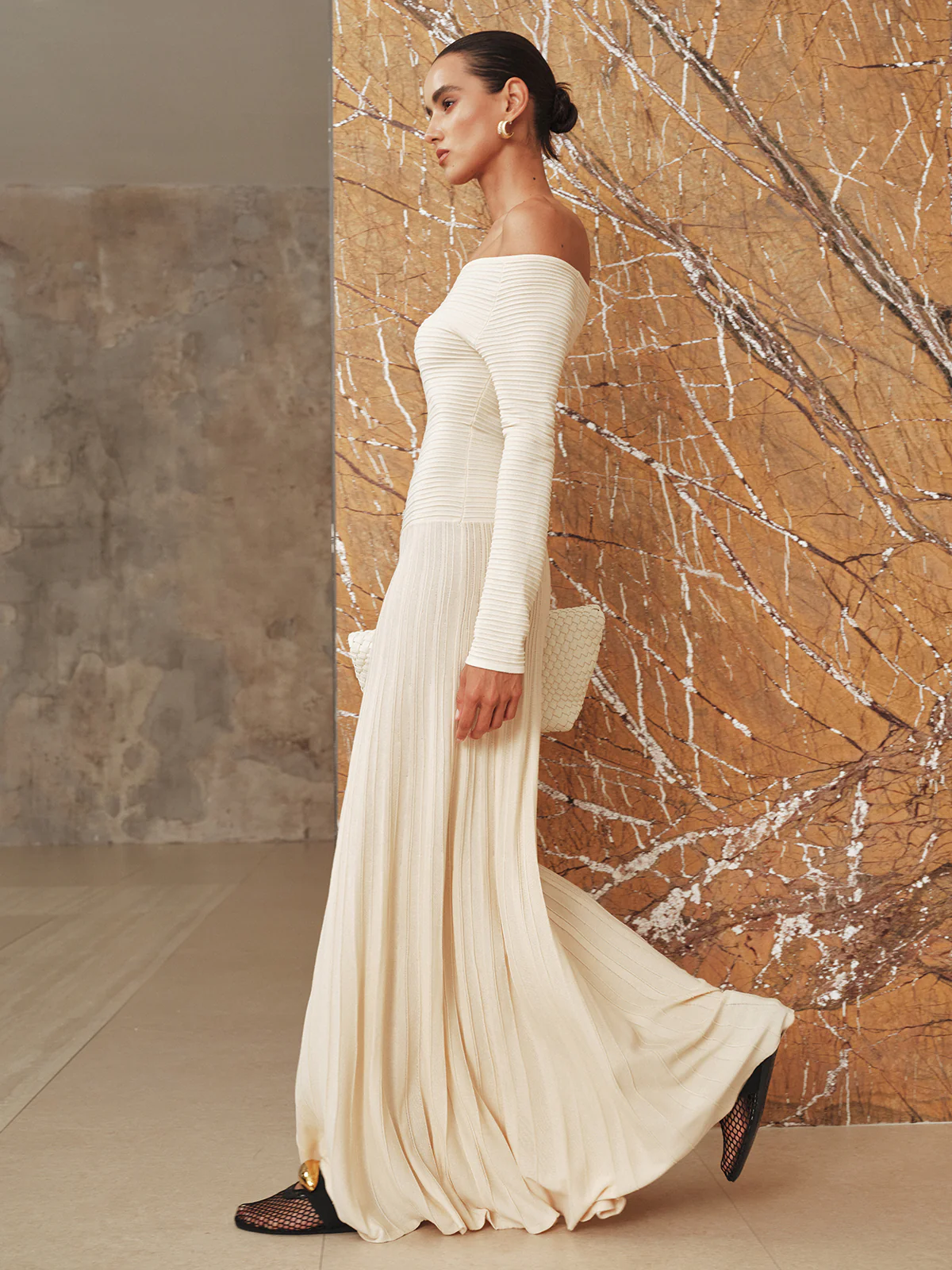 Off-Shoulder Textured Knit Maxi Dress - Image 2